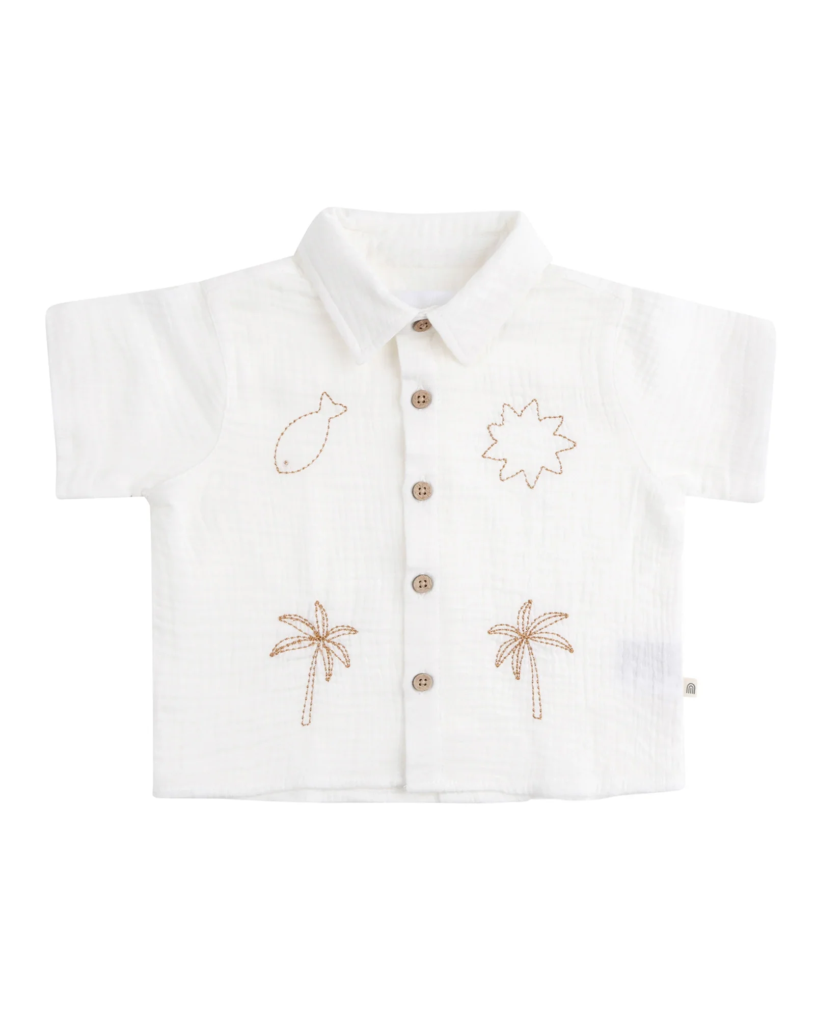 Kynd Baby Woven Embroidered Shirt Coconut - Size 0
