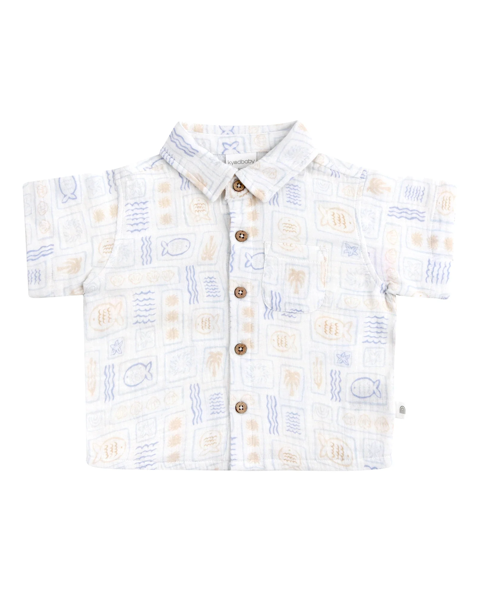 Kynd Baby Woven Short Sleeve Shirt Salty Shores - Size 0