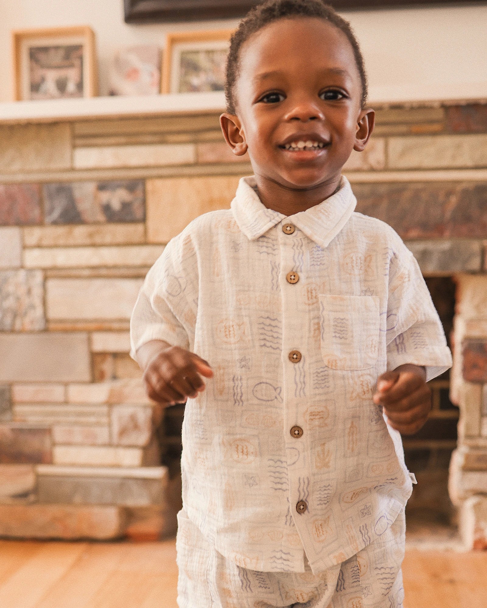 Kynd Baby Woven Short Sleeve Shirt Salty Shores - Size 0 - Image 3