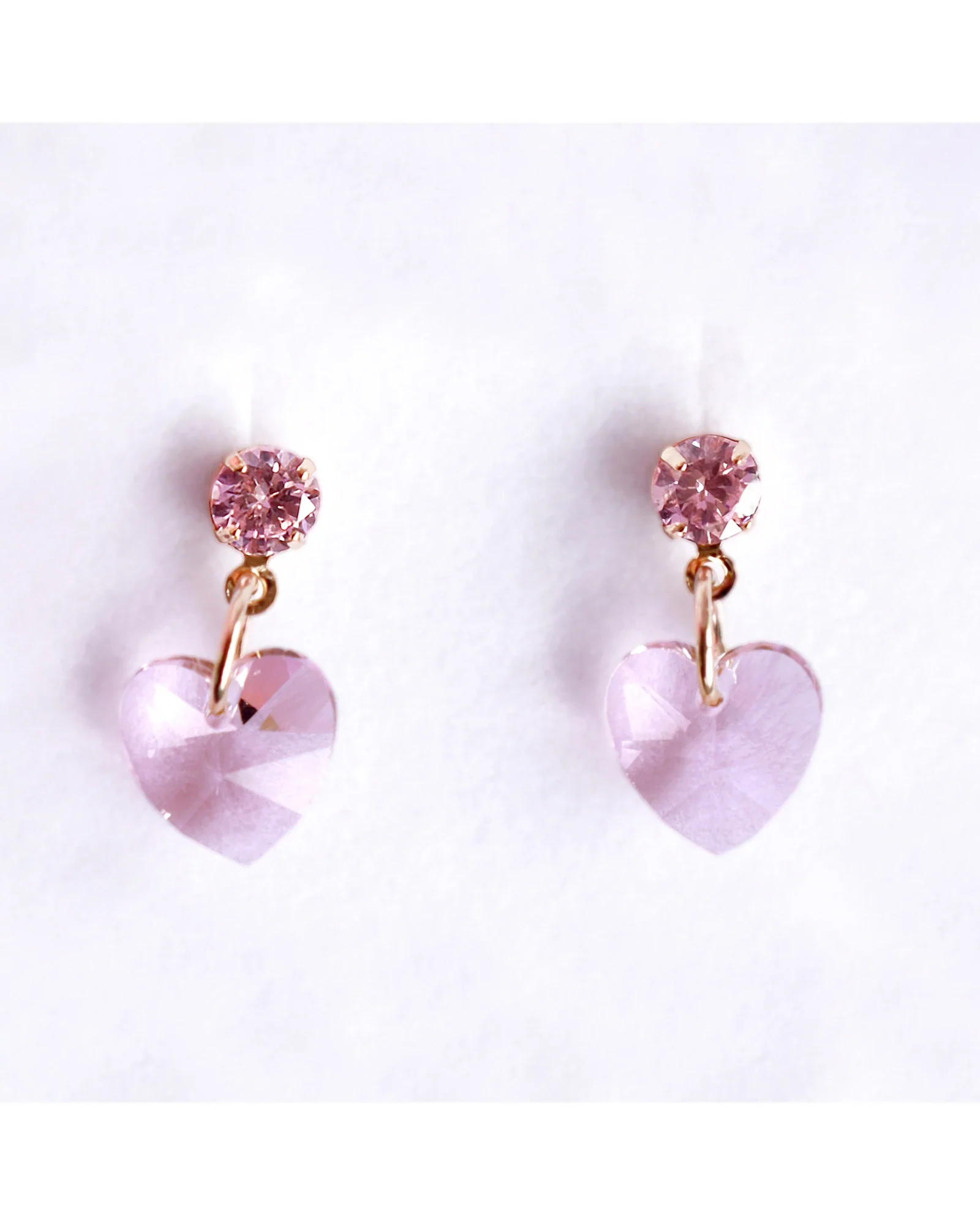 Blush Pink Jewel Heart Earrings