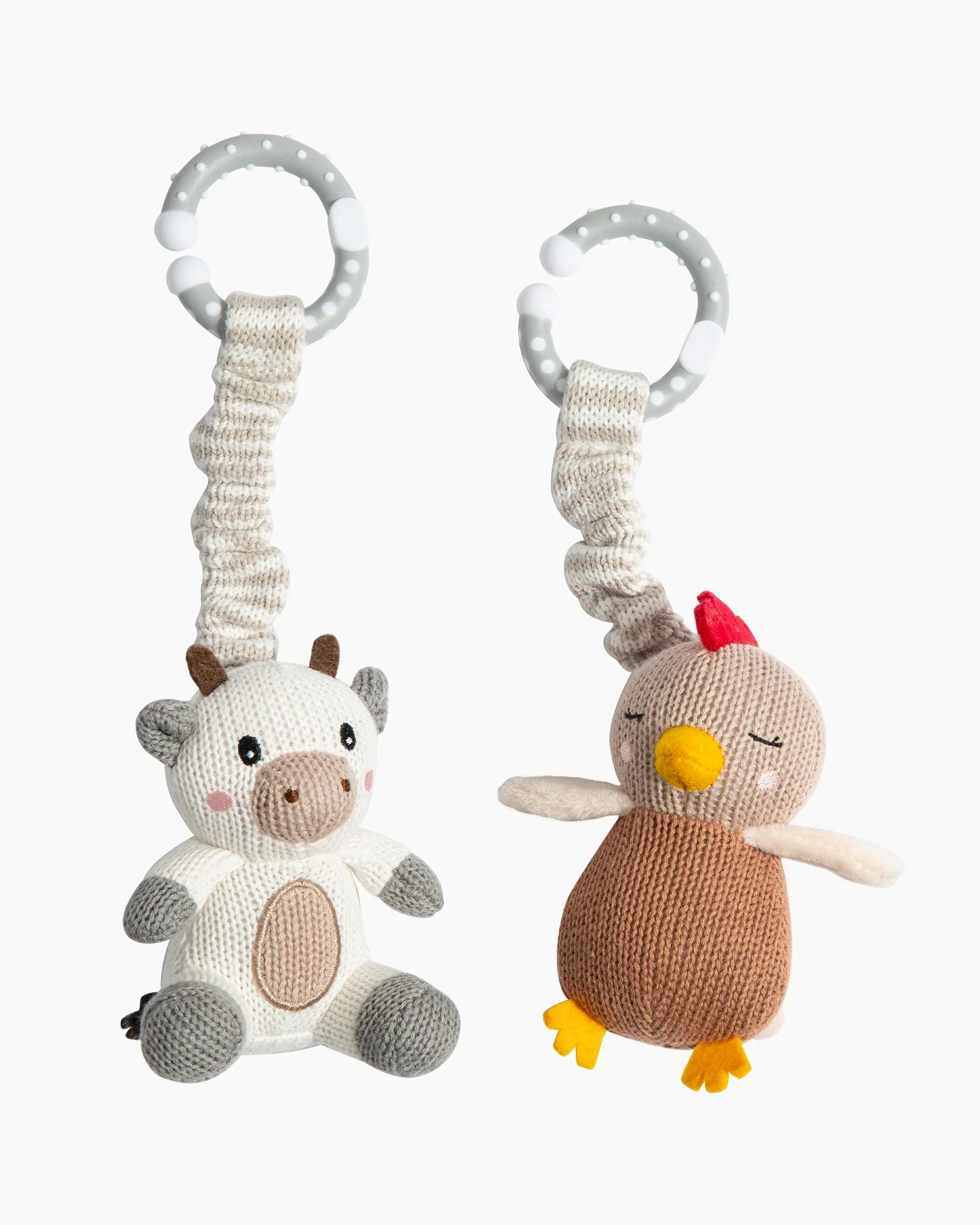 Living Textiles 2 Pack Stroller Toy - Cow & Chicken