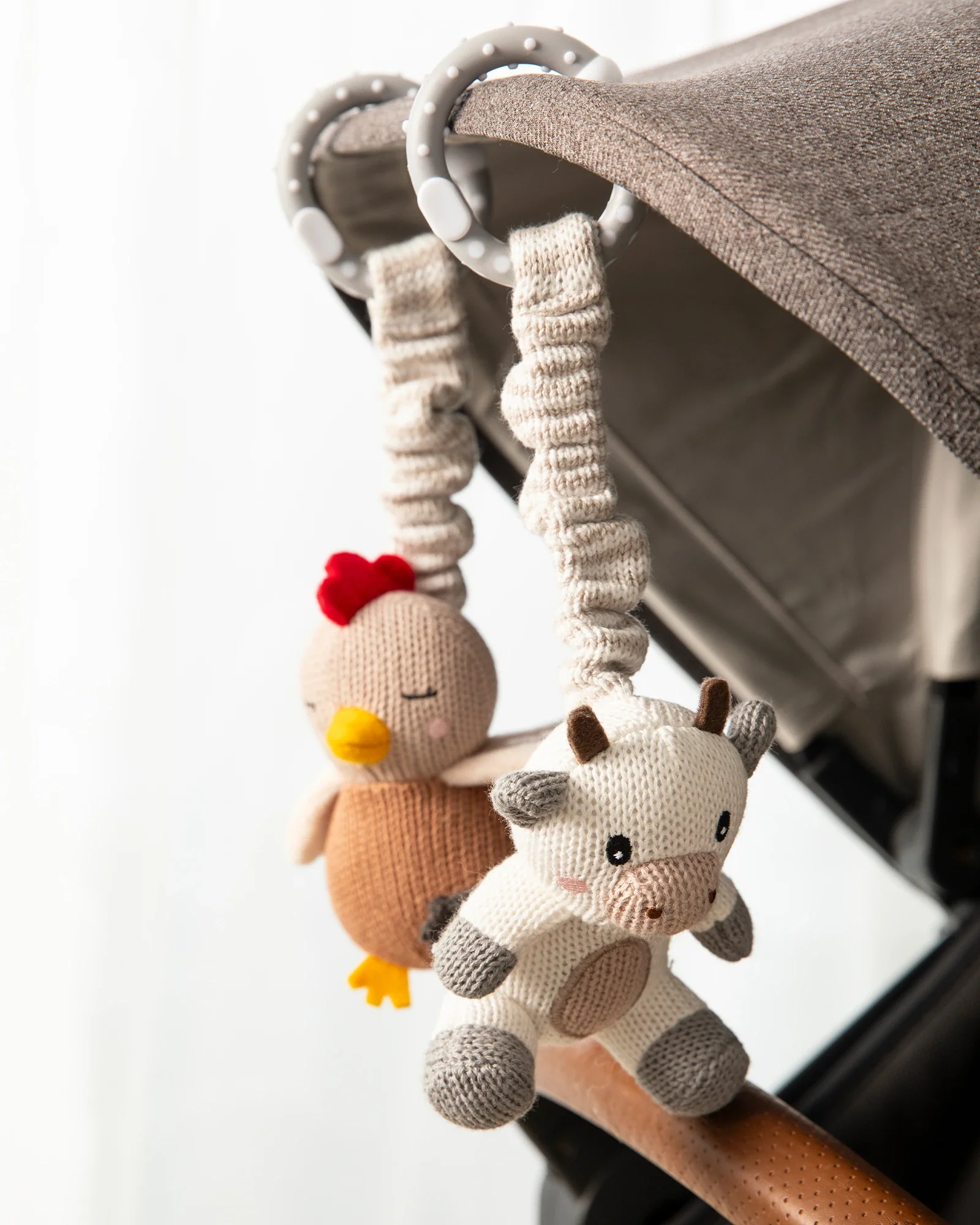 Living Textiles 2 Pack Stroller Toy - Cow & Chicken - Image 3