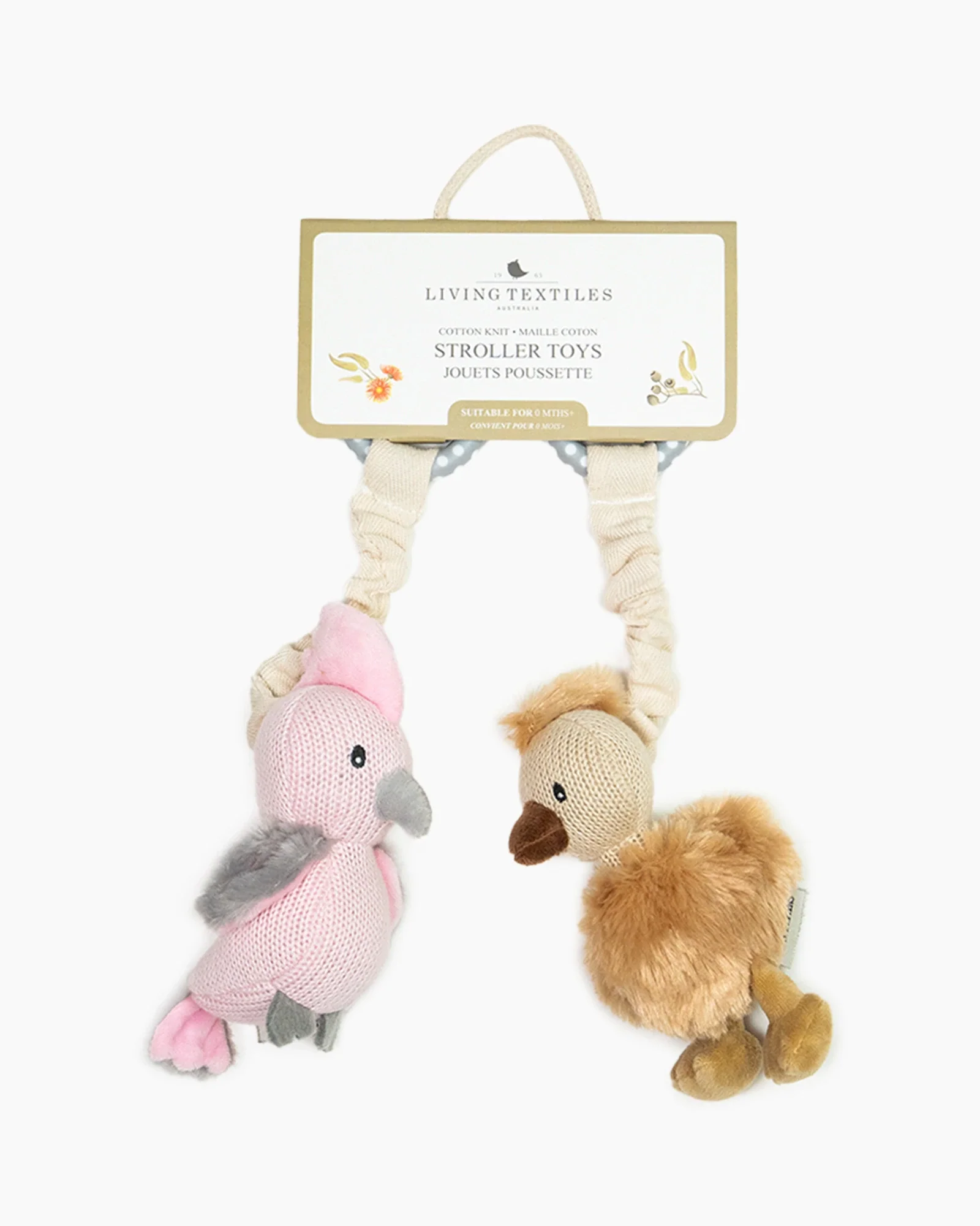 Living Textiles 2 Pack Stroller Toy - Galah & Emu - Image 2