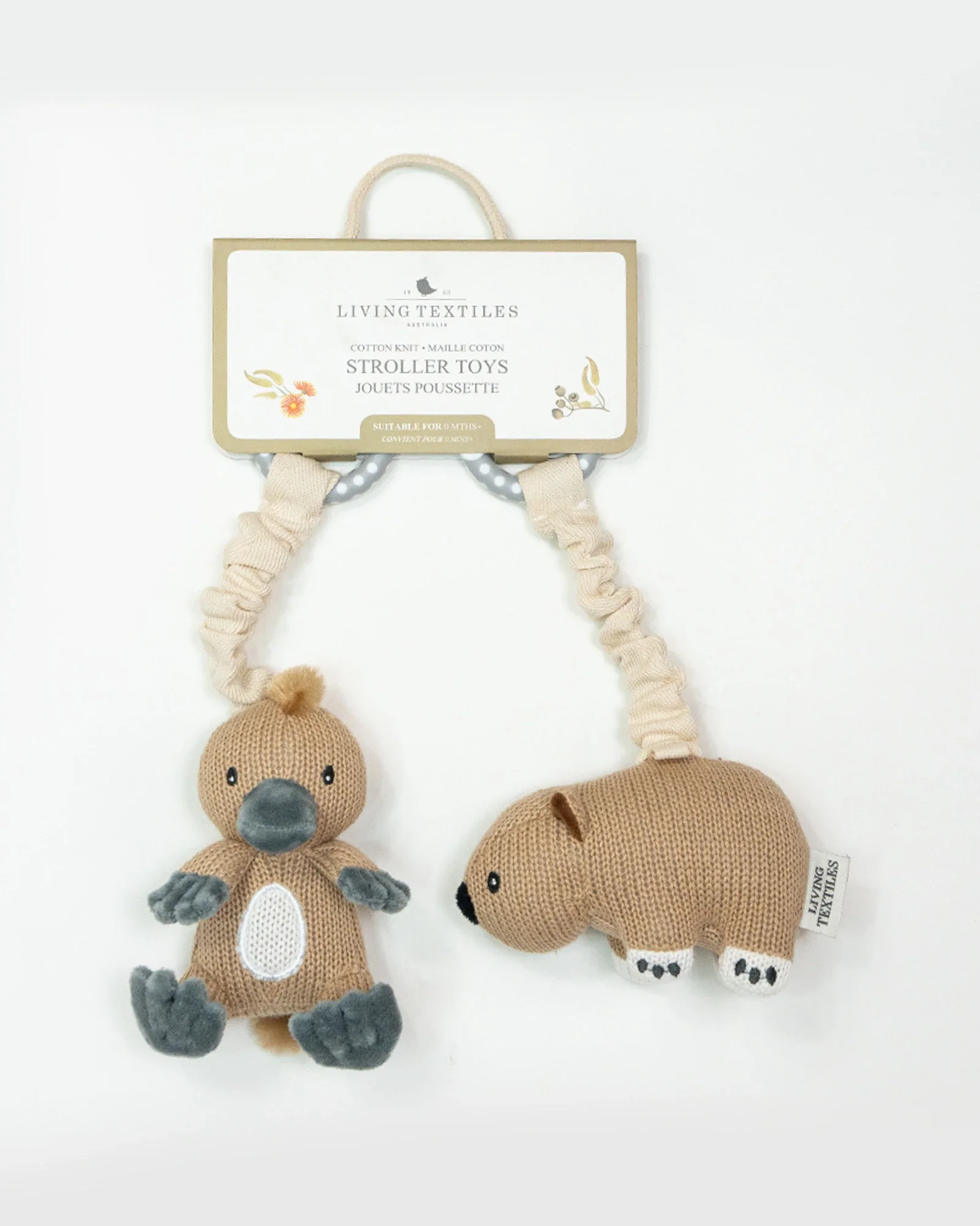 Living Textiles 2 Pack Stroller Toy - Platypus & Wombat - Image 2