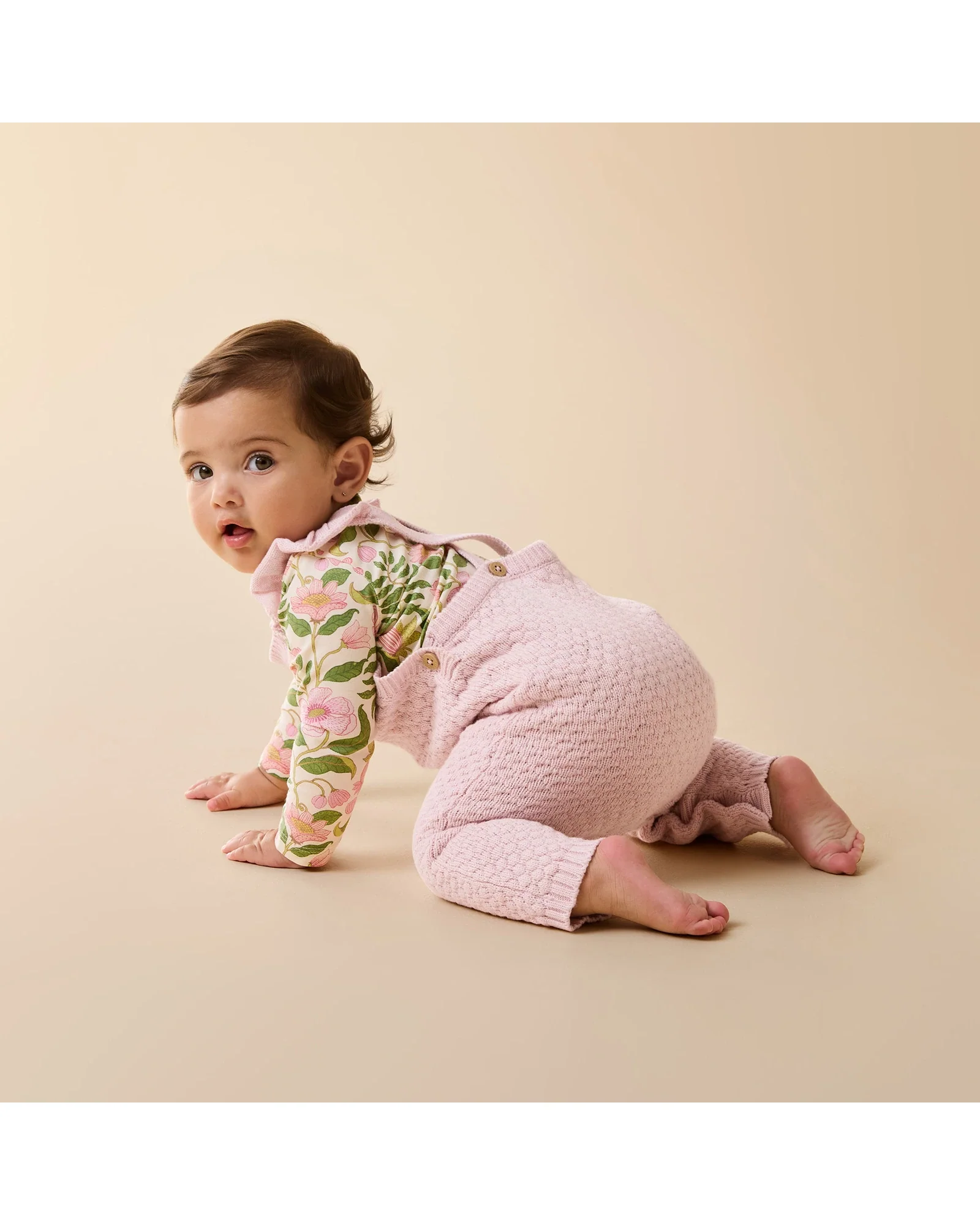 Marshmallow Organic Knitted Bubble Ruffle Overall 0-3 mths