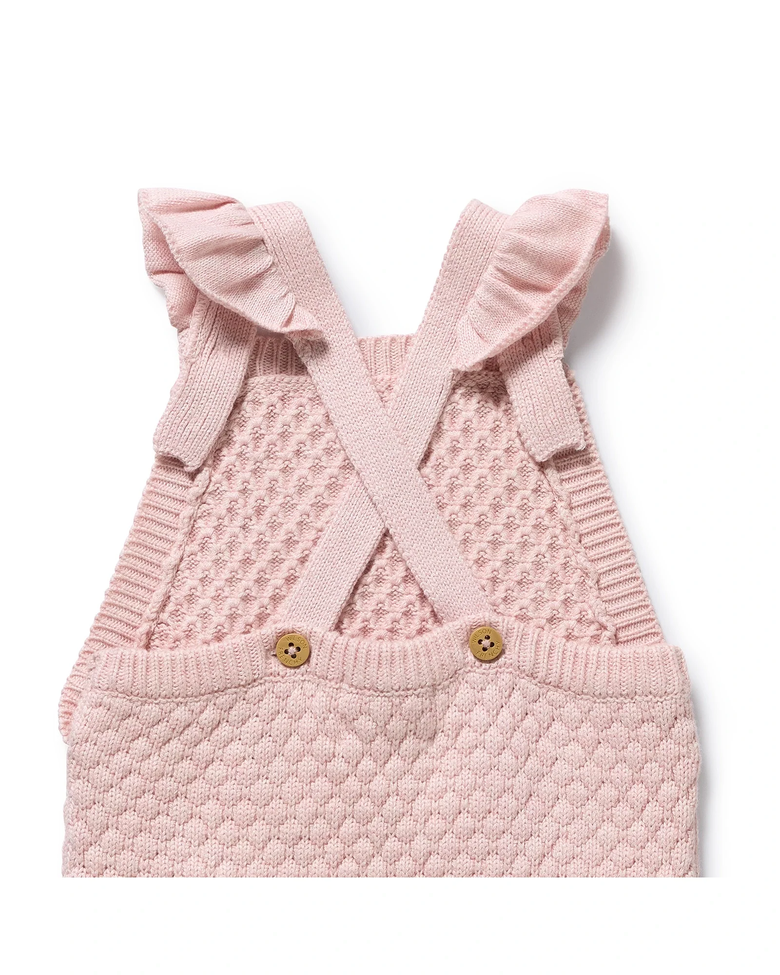 Marshmallow Organic Knitted Bubble Ruffle Overall 0-3 mths - Image 5