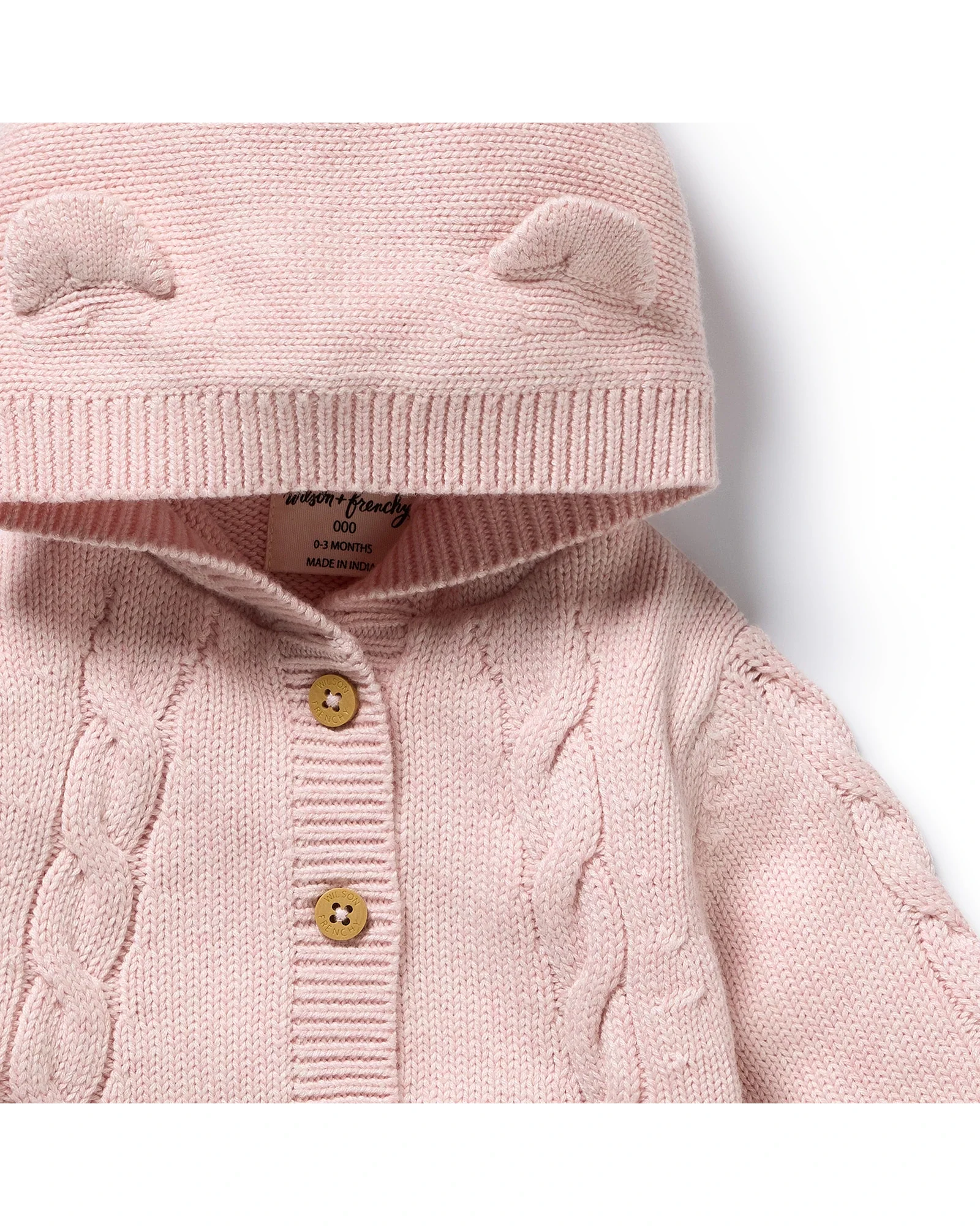 Marshmallow Organic Knitted Cable Jacket 0-3 mths - Image 3
