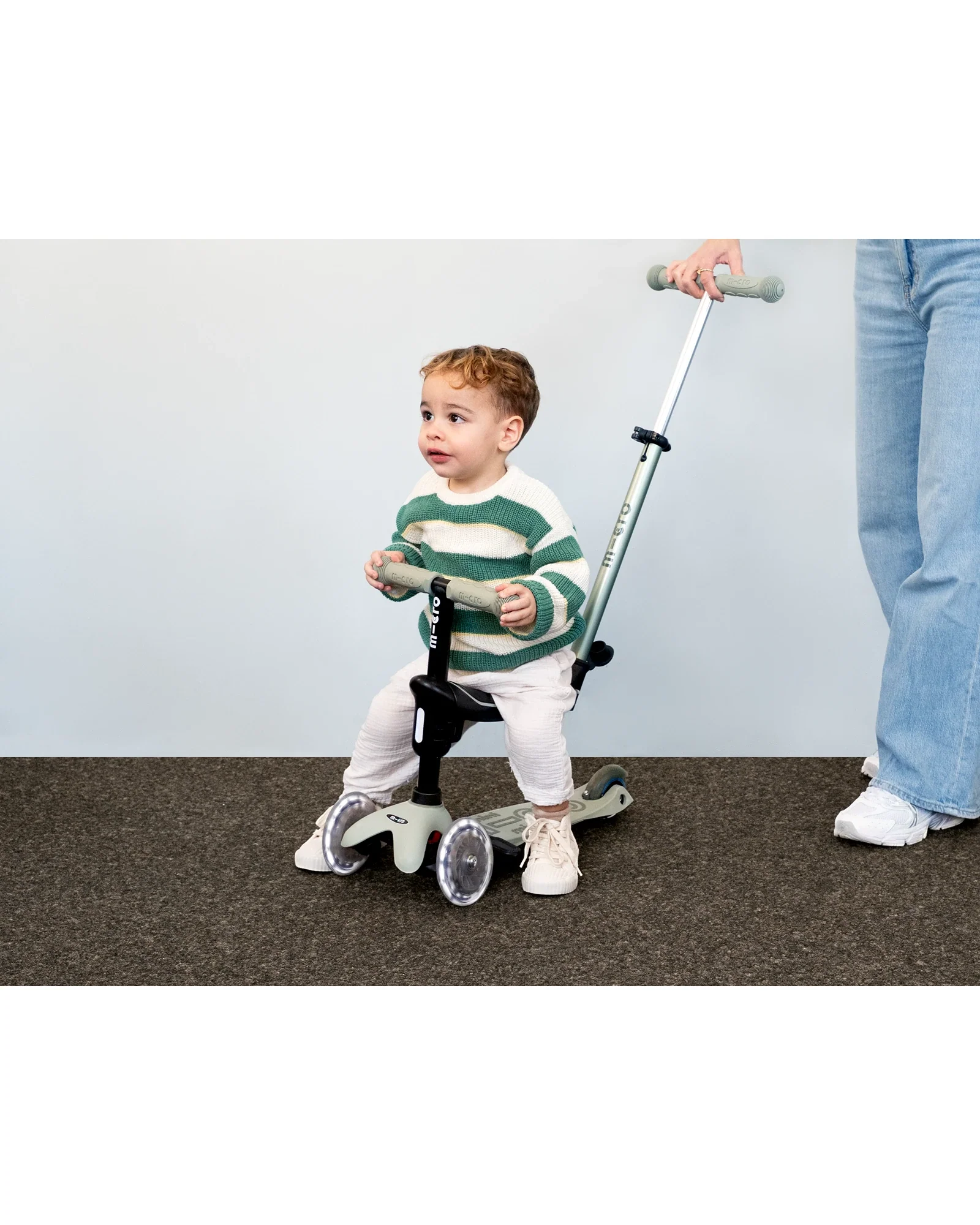 Micro Mini Deluxe 6-in-1 Rock & Go LED Scooter - Olive Sage - Image 11
