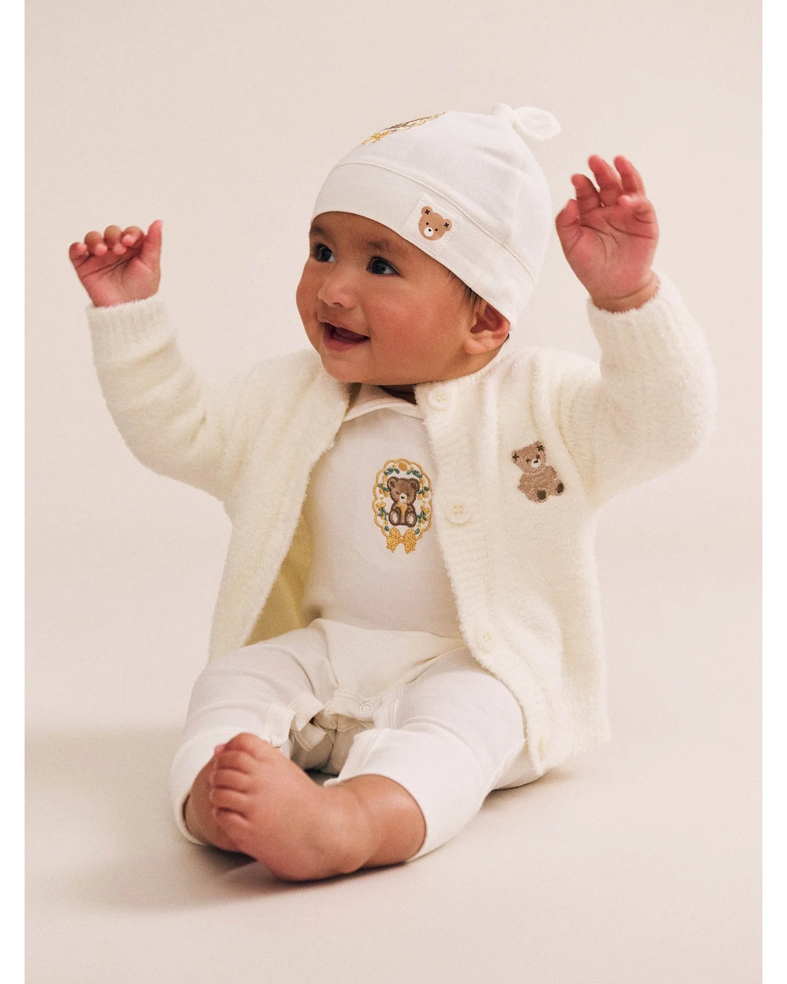 My First Hux Almond Milk 4Pc Boucle Newborn Set 0000 Newborn - Image 2