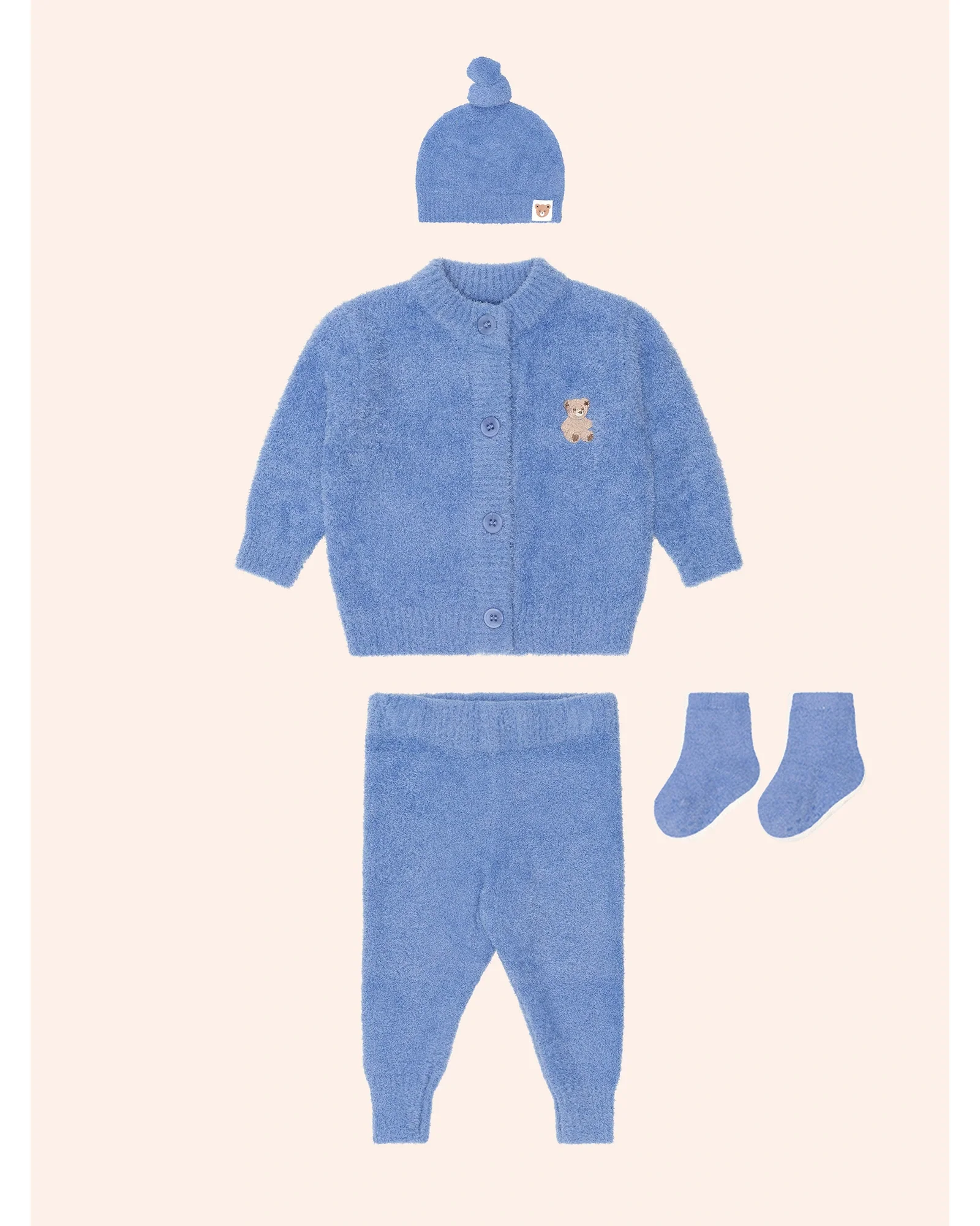 My First Hux Vintage Blue 4Pc Boucle Newborn Set 3-6M - Image 3