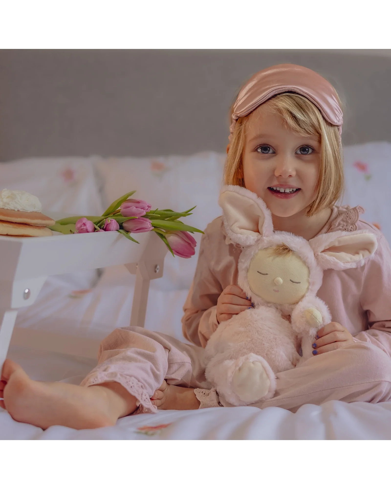 Olli Ella Lullaby Cozy Dinkum Bunny Moppet - Pink - Image 7