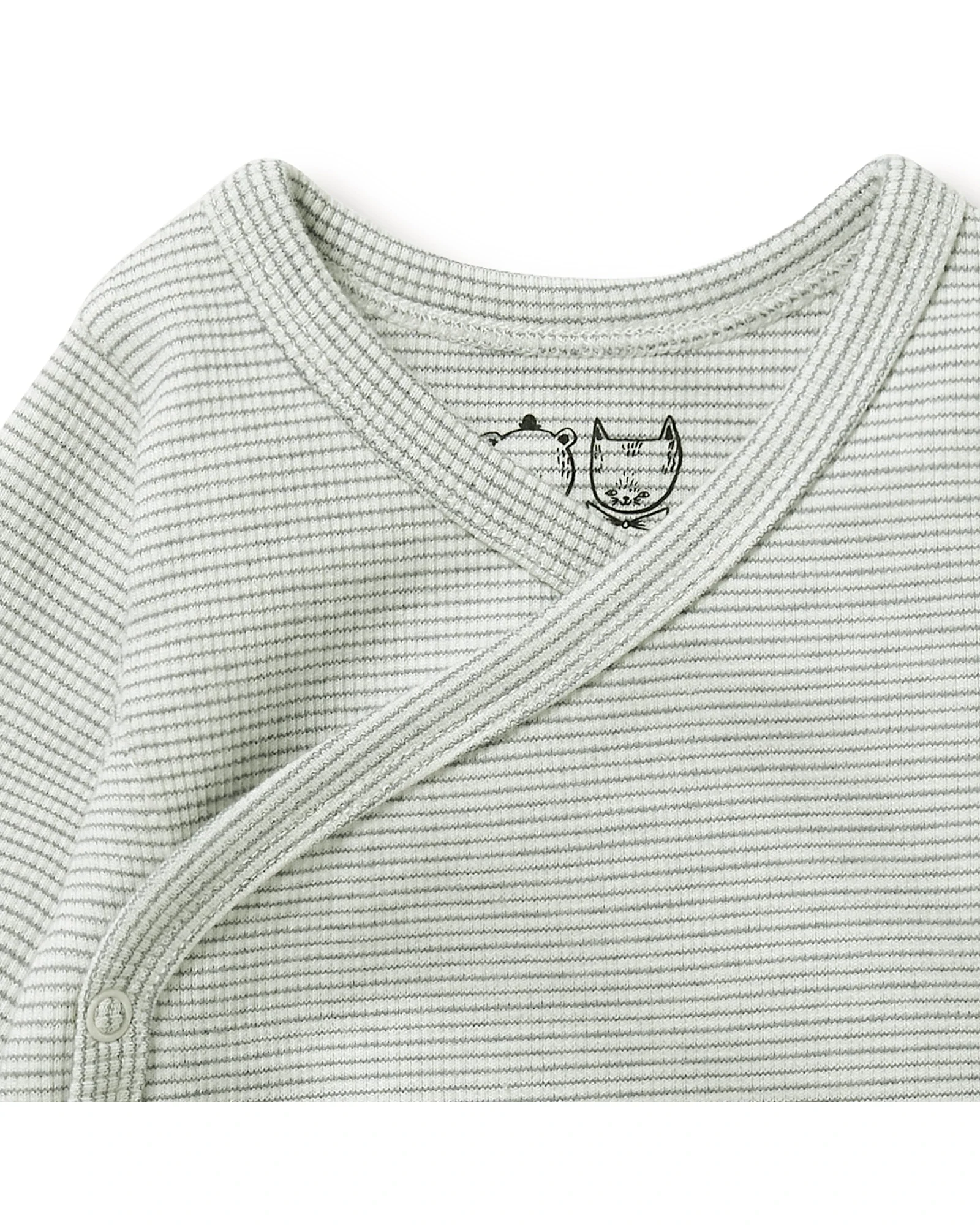 Organic Stripe Rib Kimono Bodysuit 0-3 mths - Image 2