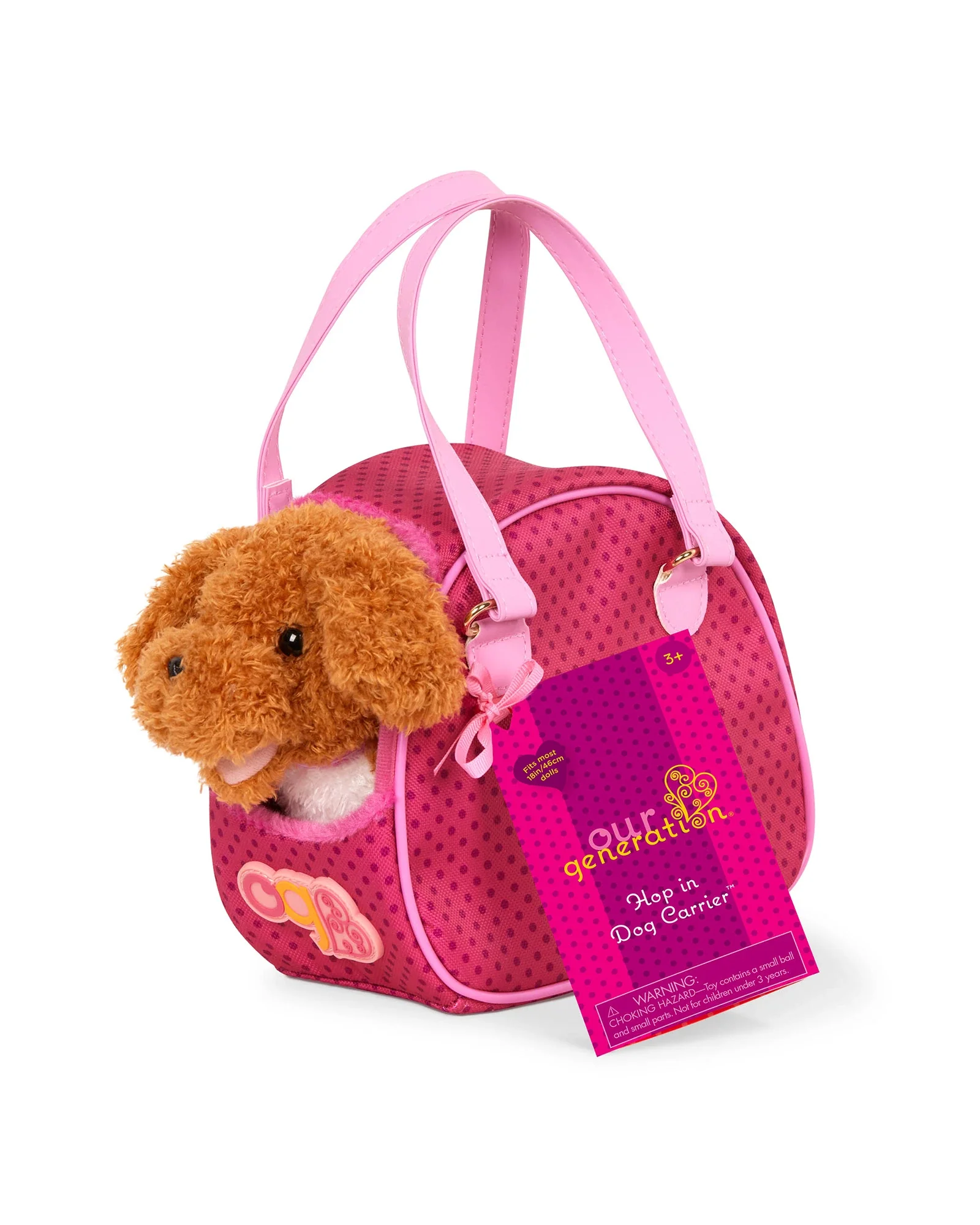 6" Standing Poodle Plush Pup with Carrier