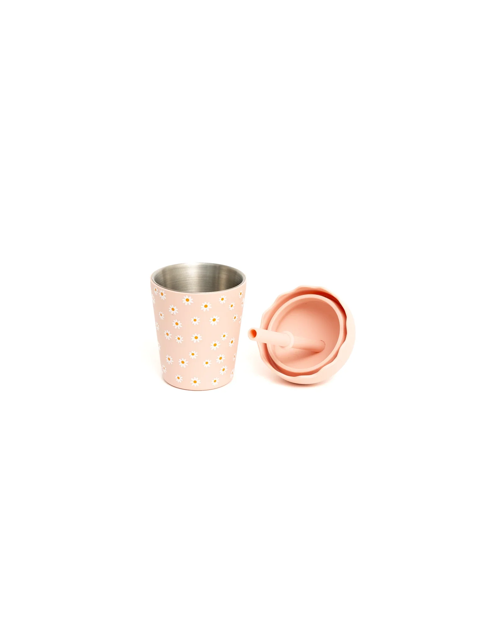 Pink Daisy Mini Smoothie Cup & Straw 200ml - Image 4