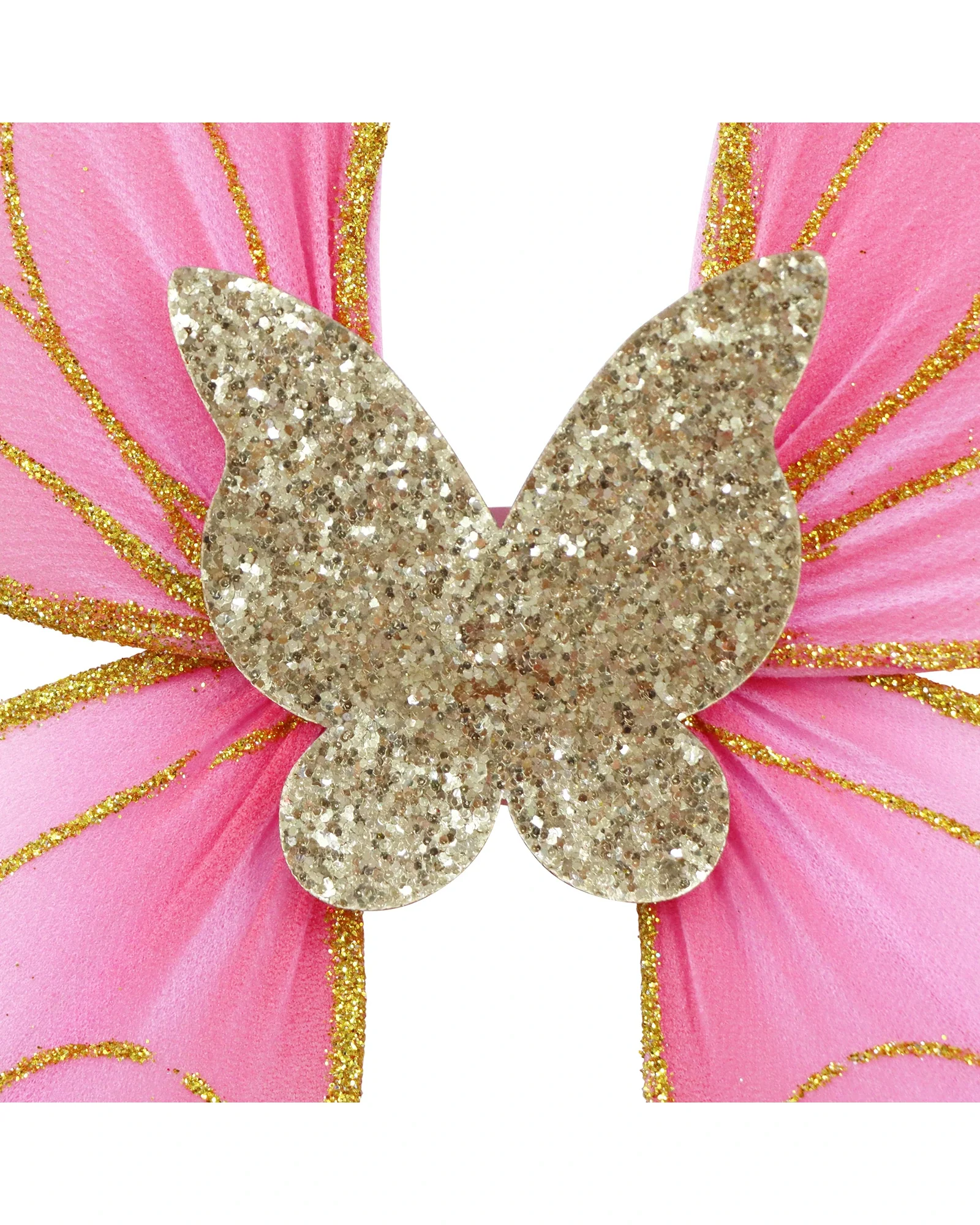 Pink Poppy Butterfly Ballet Pink and Gold Sparkle Wire Wings - Image 2