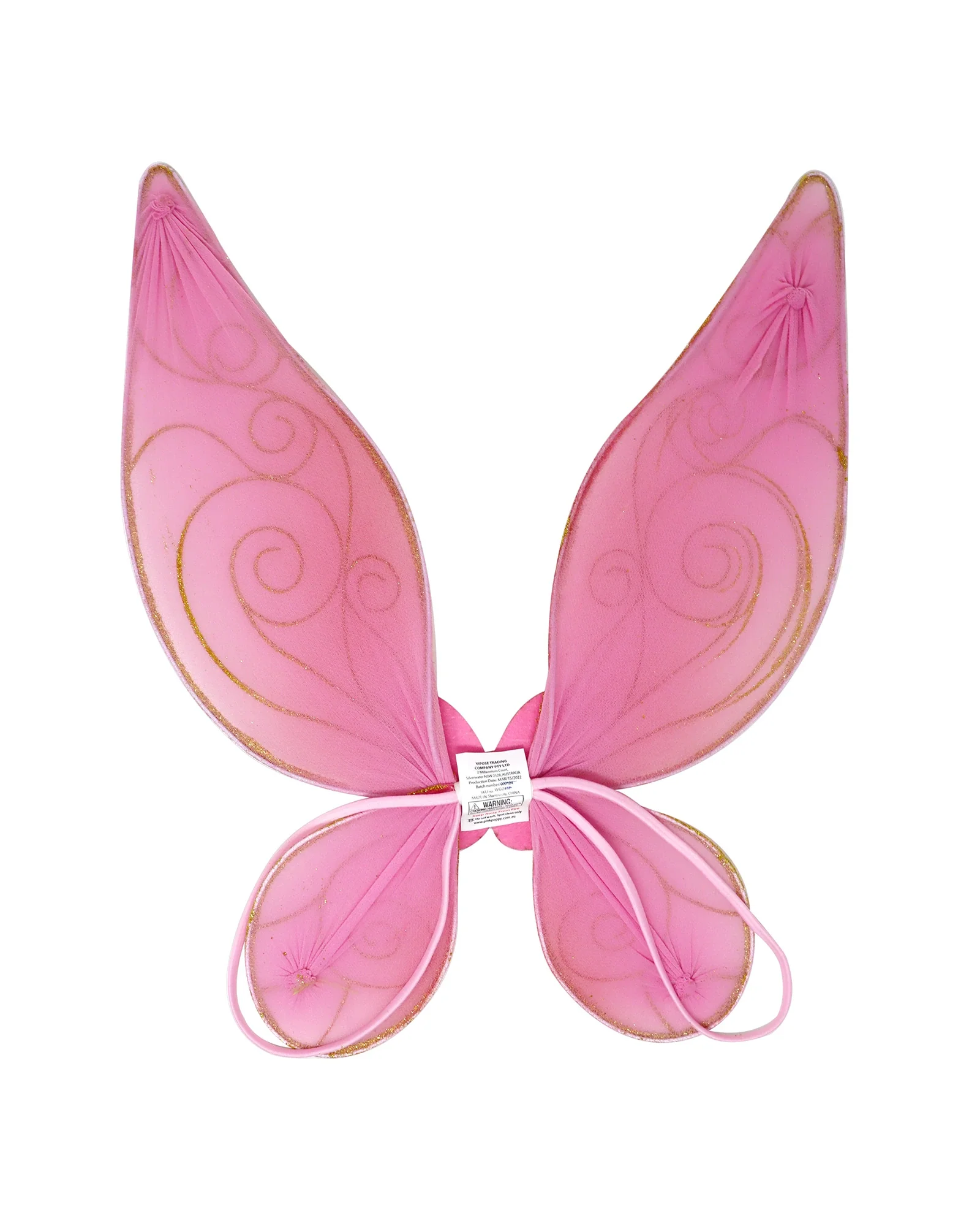 Pink Poppy Butterfly Ballet Pink and Gold Sparkle Wire Wings - Image 3