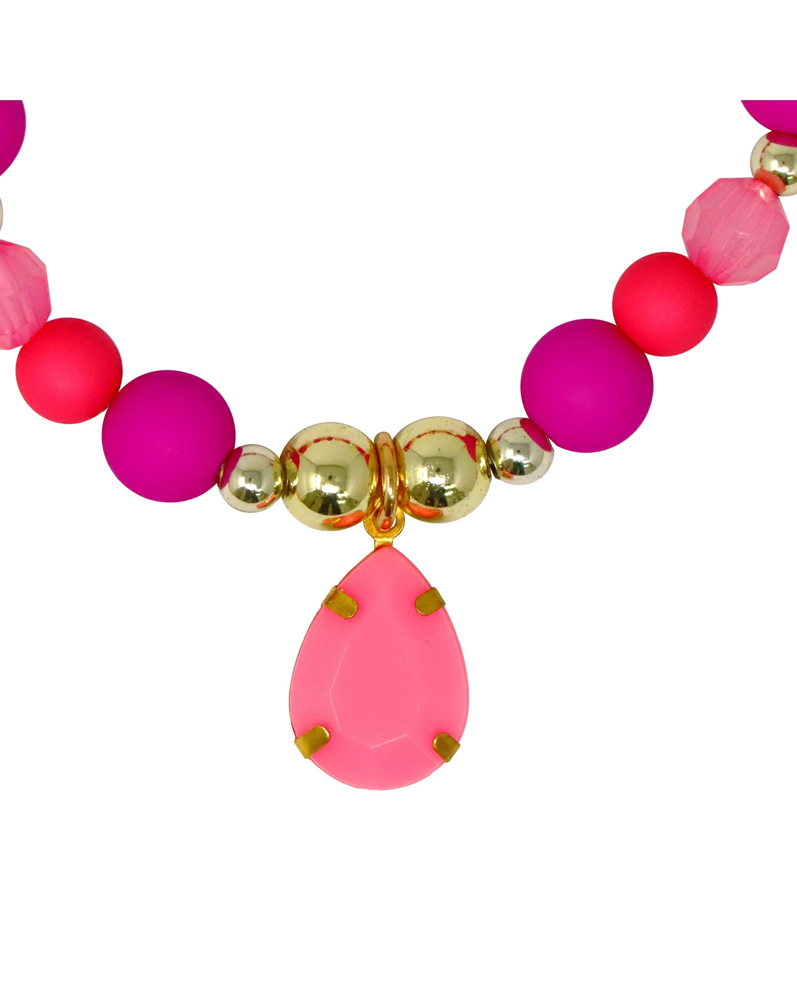 Pink Poppy Fairy Beaded Bracelet with Pink Pendant - Image 2