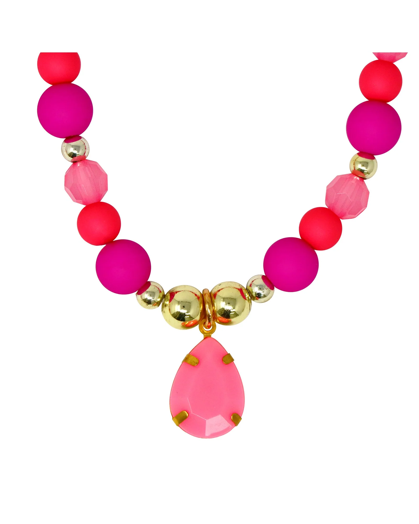 Pink Poppy Fairy Delight Beaded Necklace with Pendant - Image 2