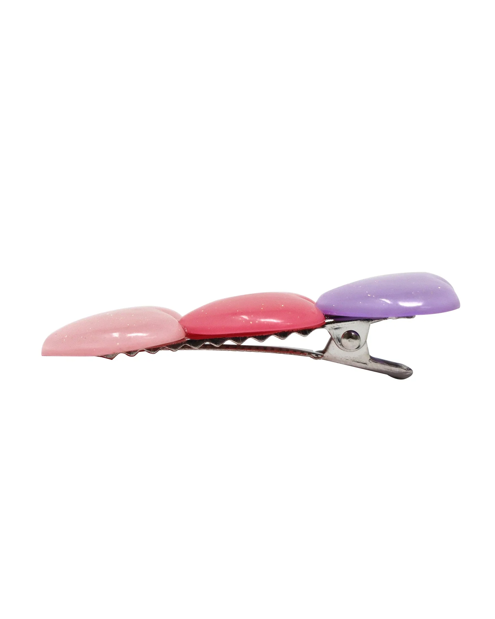 Pink Poppy Hair Clip Glitter Hearts Alligator - Image 3