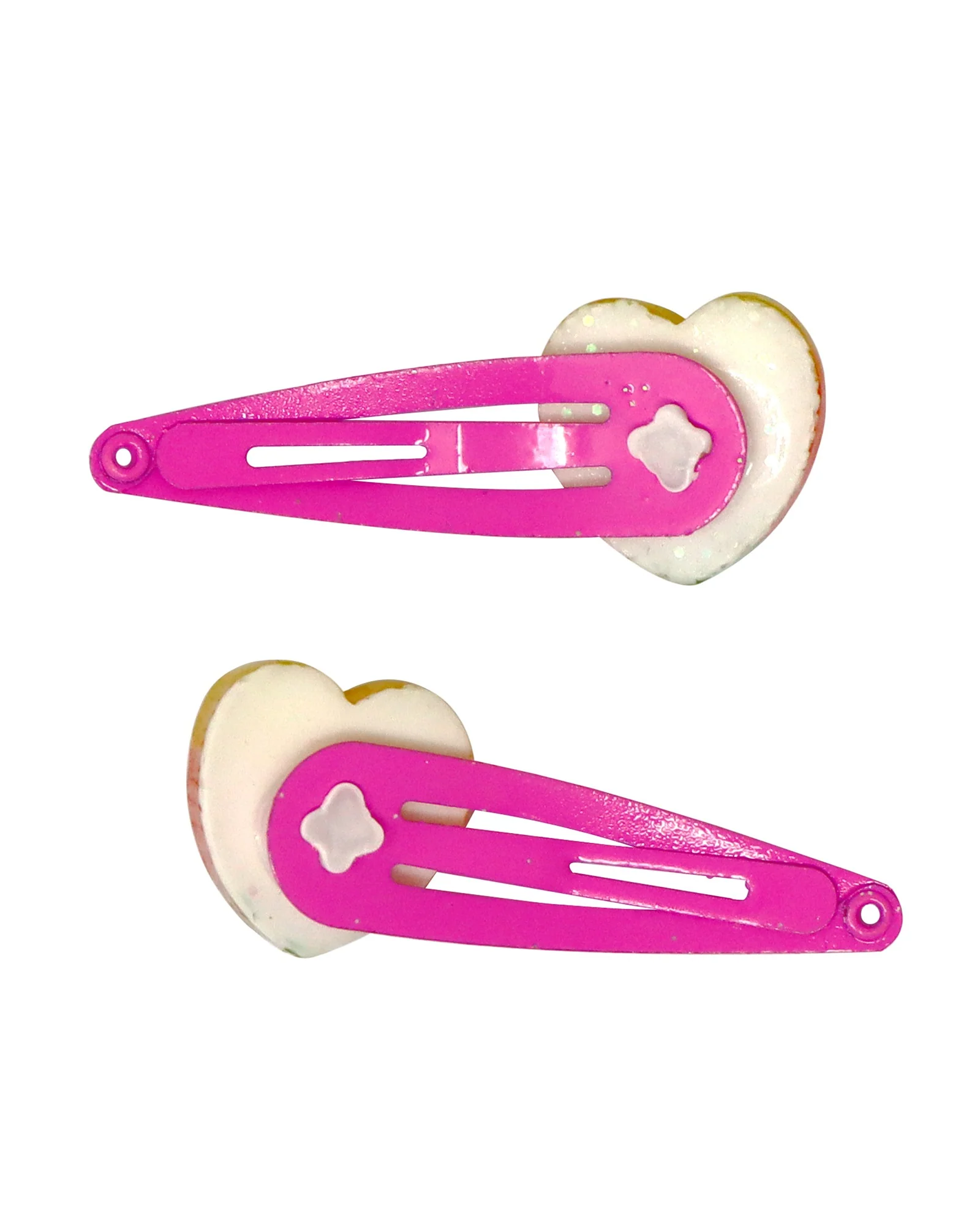 Pink Poppy Rainbow Heart Hair Clips - Image 2