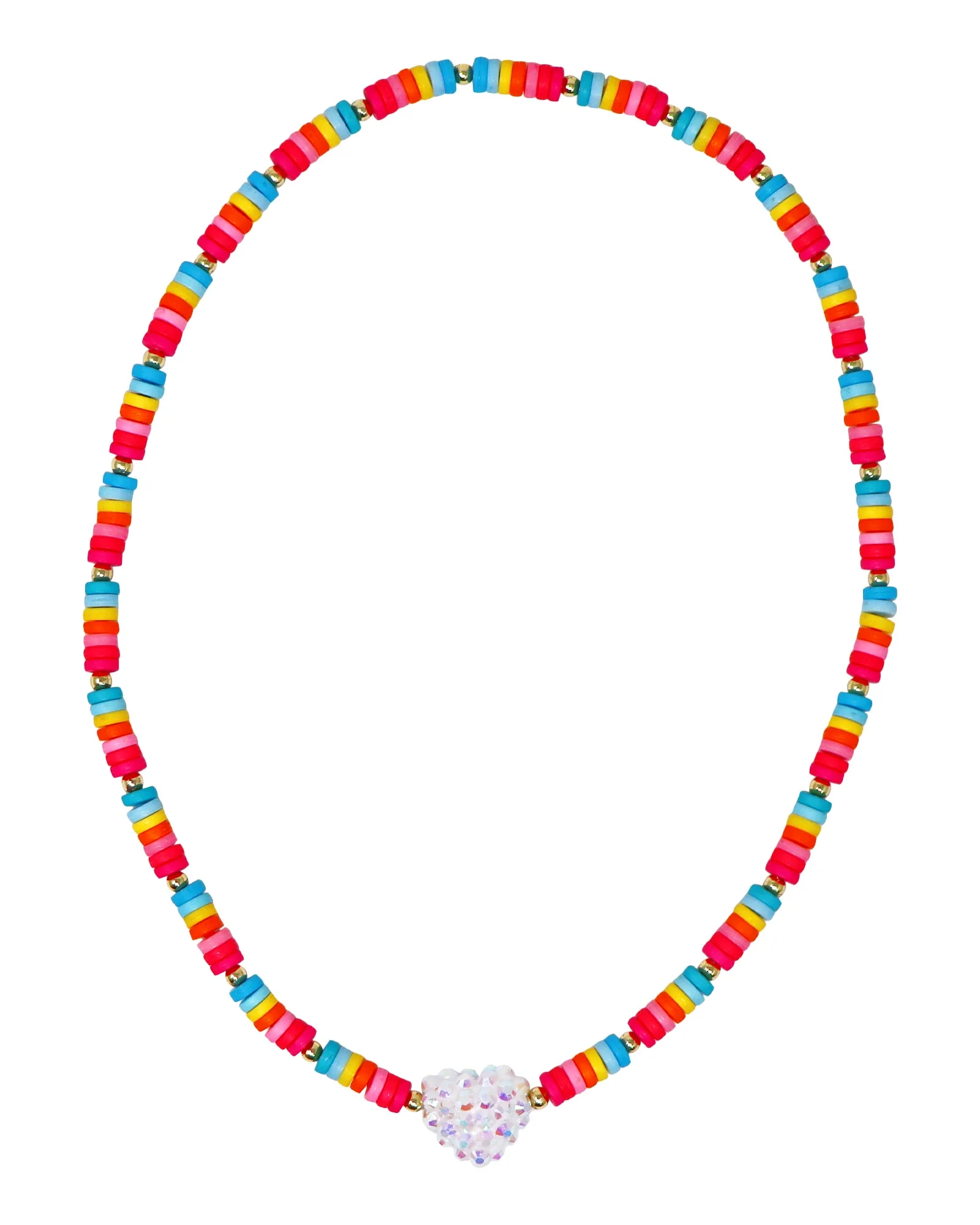 Pink Poppy Rainbow Jewelled Heart Necklace
