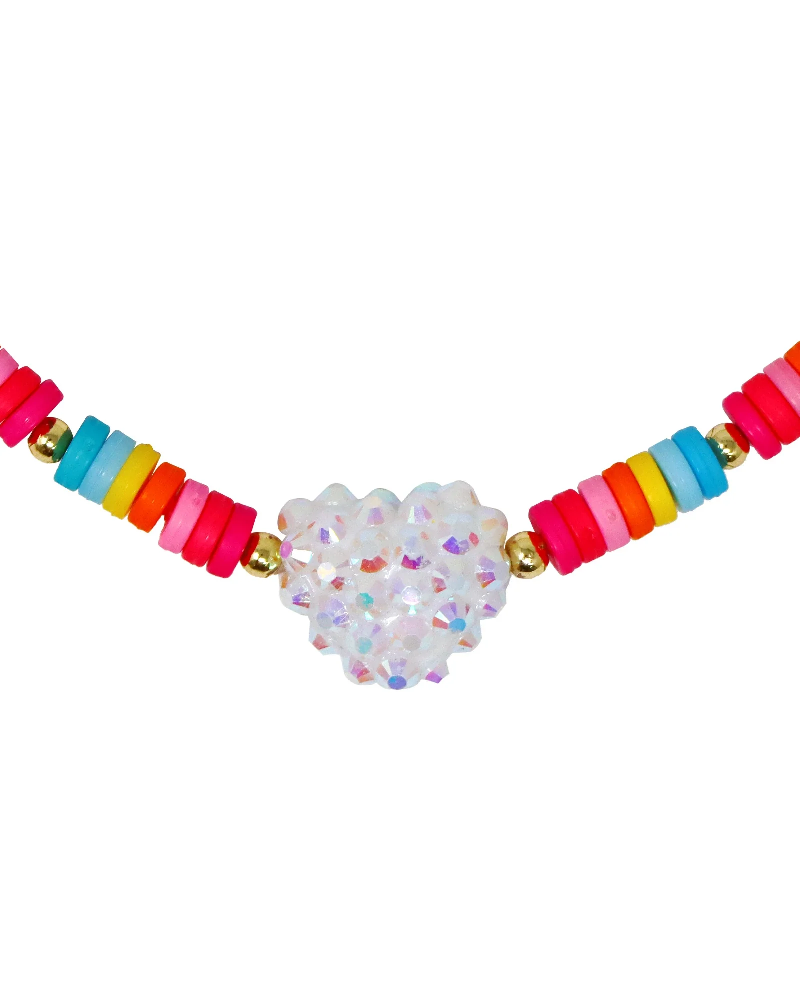 Pink Poppy Rainbow Jewelled Heart Necklace - Image 2