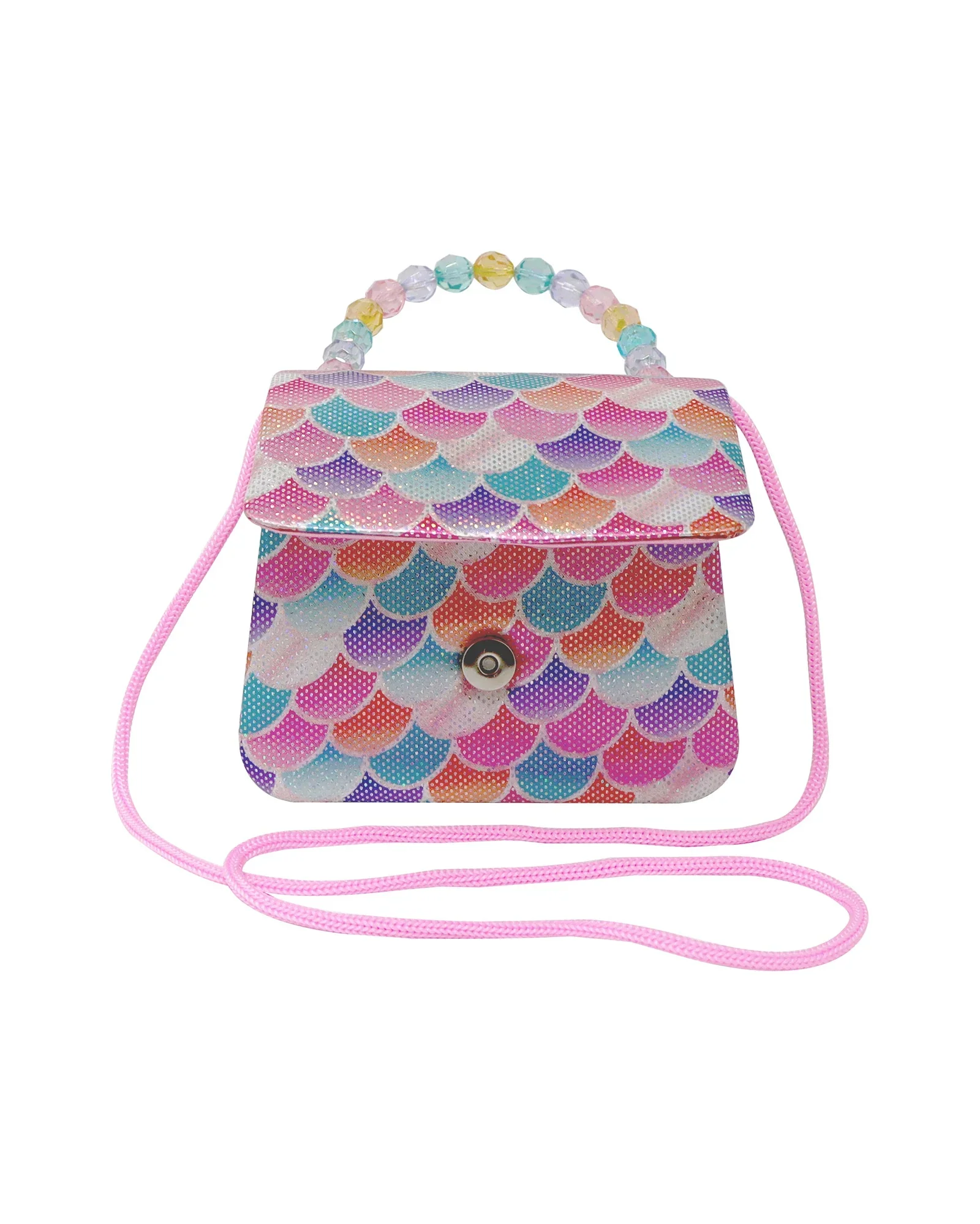 Pink Poppy Shimmering Mermaid Scale Hard Handbag - Image 4