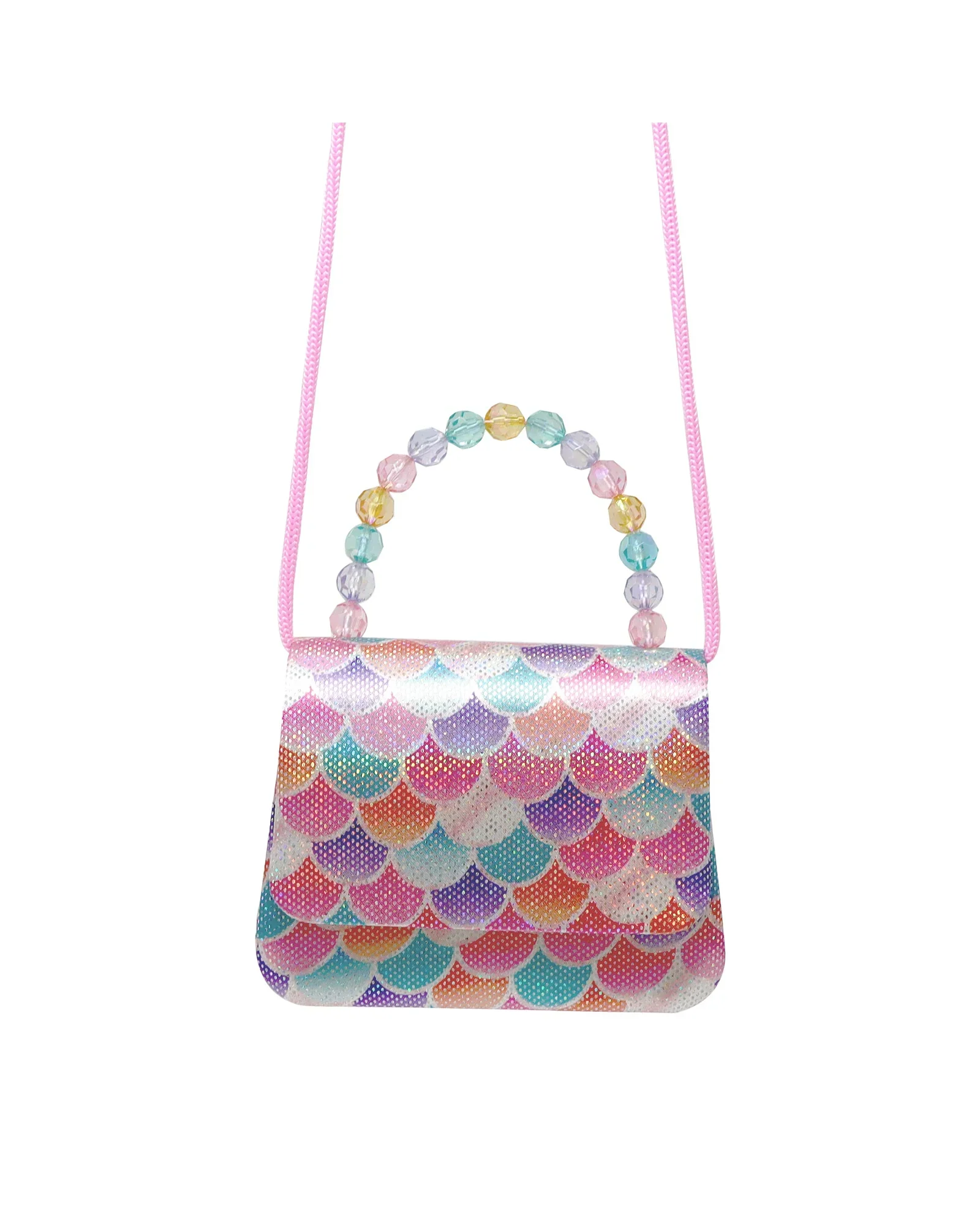 Pink Poppy Shimmering Mermaid Scale Hard Handbag - Image 5