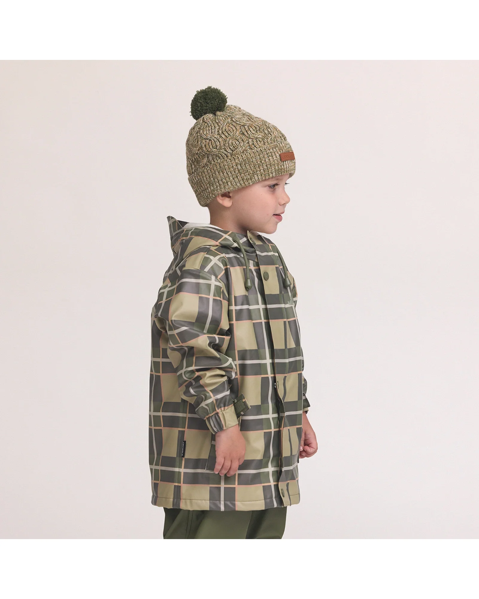 Pom Pom Beanie Olive Speckle Size M - Image 2