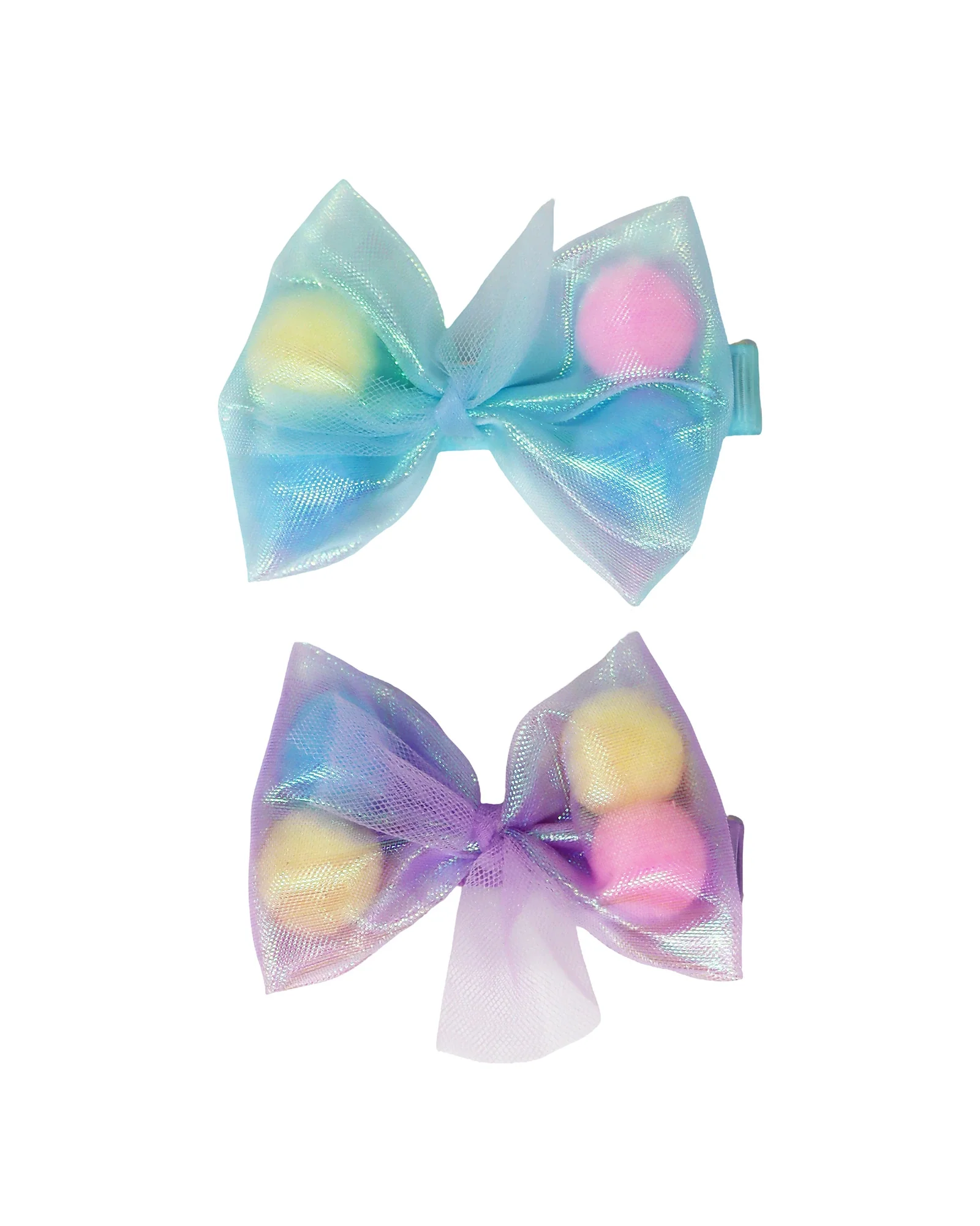 Pom Pom Bow Hair Clip - Image 3