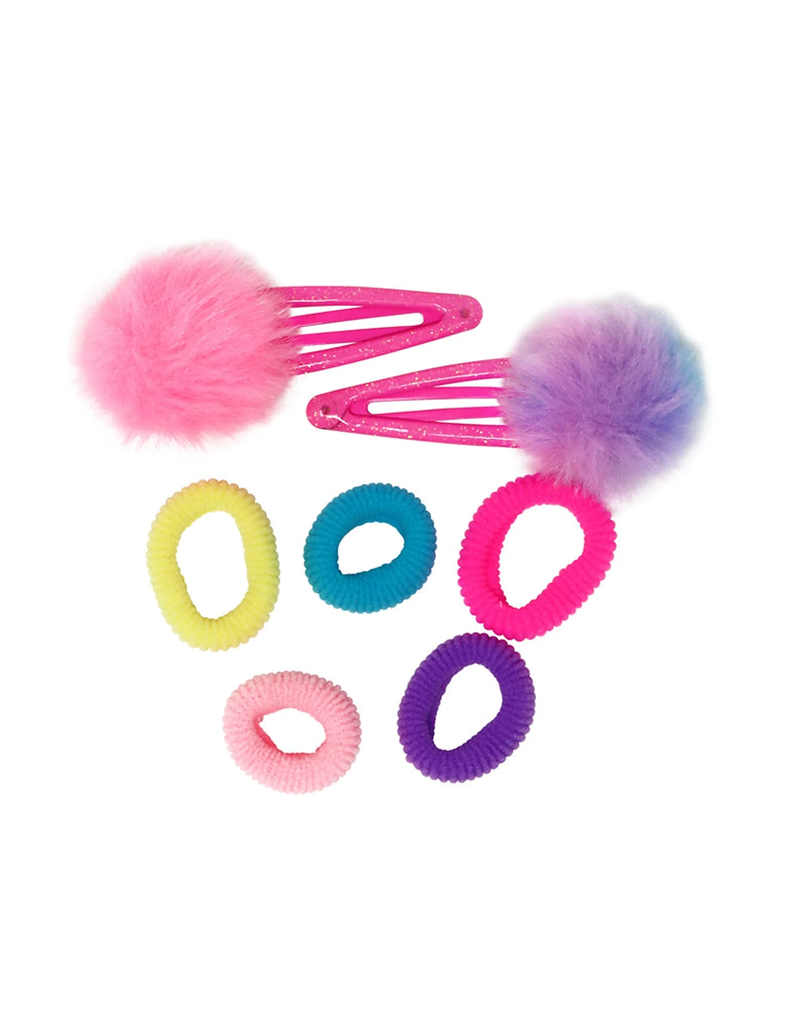 Pom Pom Hair Clips & Elastics - Assorted - Image 2