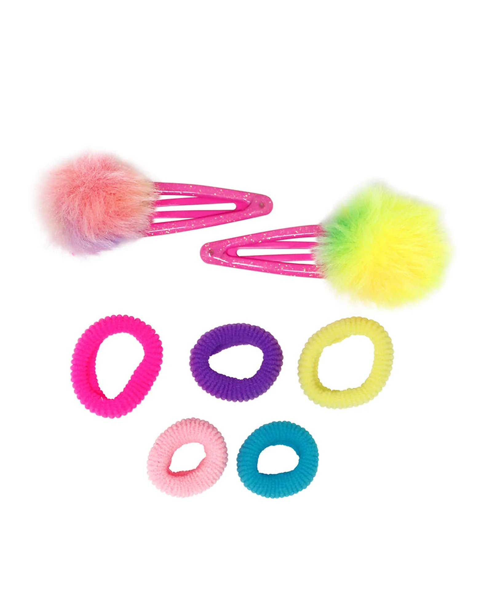 Pom Pom Hair Clips & Elastics - Assorted - Image 3