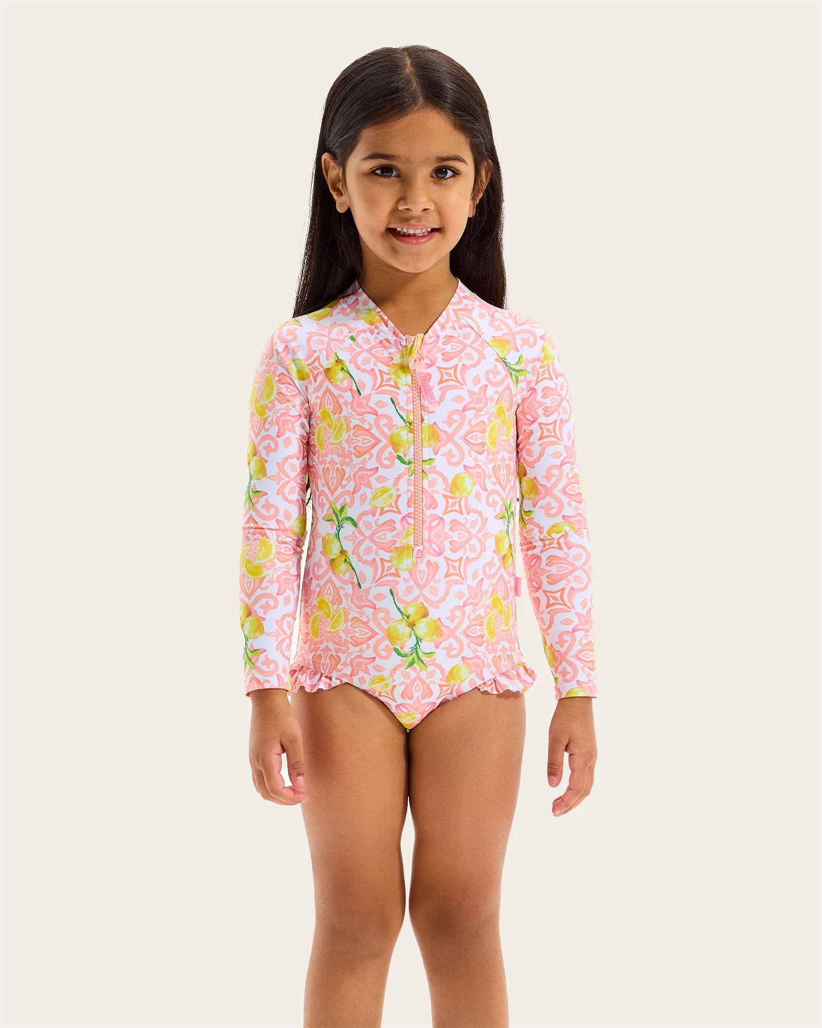 Seafolly Kids Lemon Tile Zip Front Paddlesuit