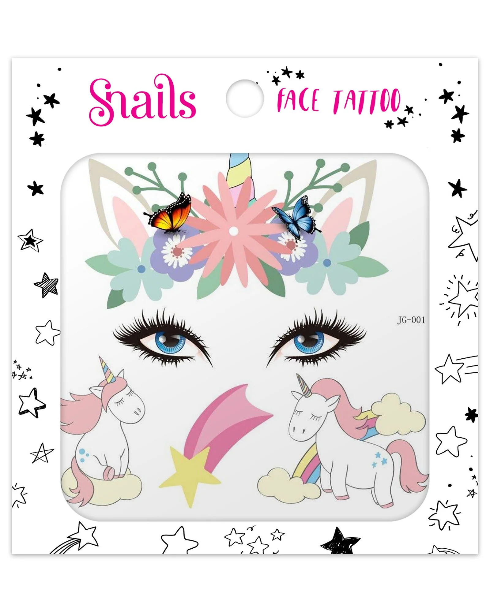 Snails Face Tattoo Unicorn Star