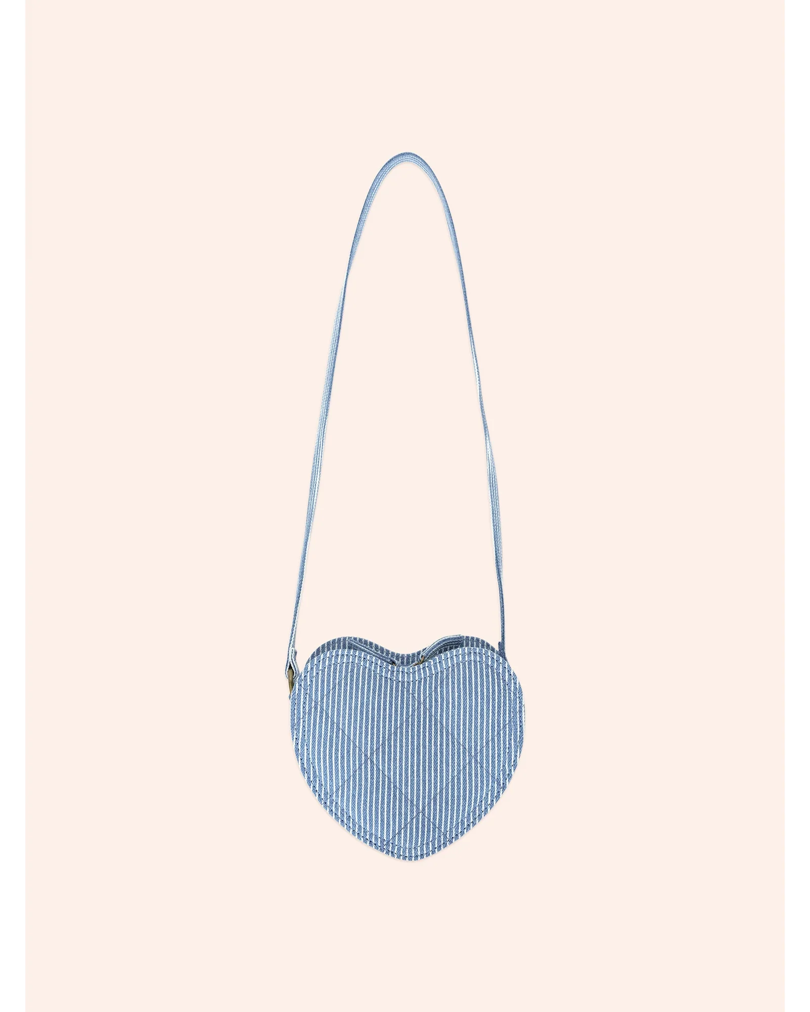 Stripe Denim Bow Heart Handbag - Image 6