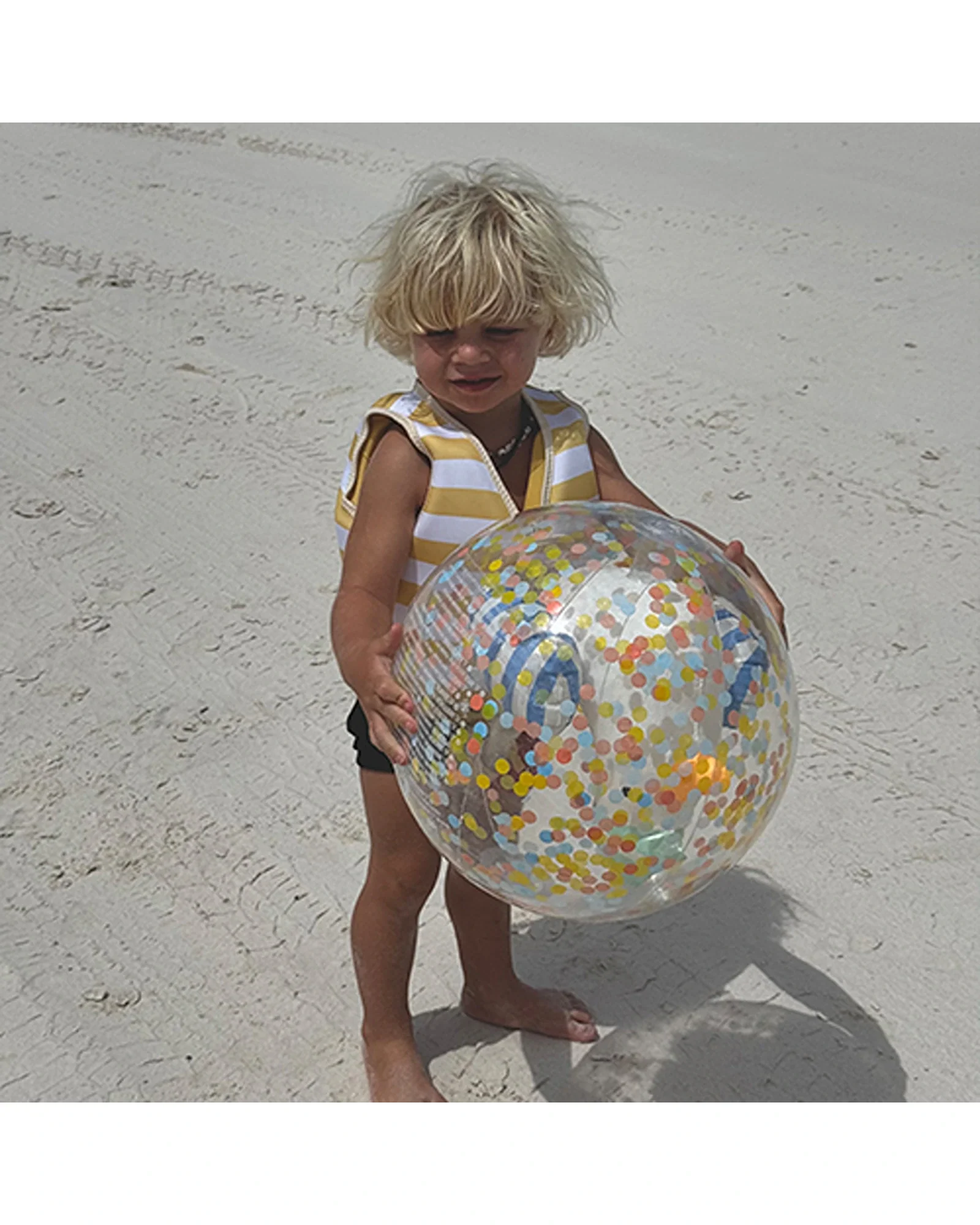 Sunnylife 3D Inflatable Beach Ball Sammy the Seagull Blue Stripe - Image 3