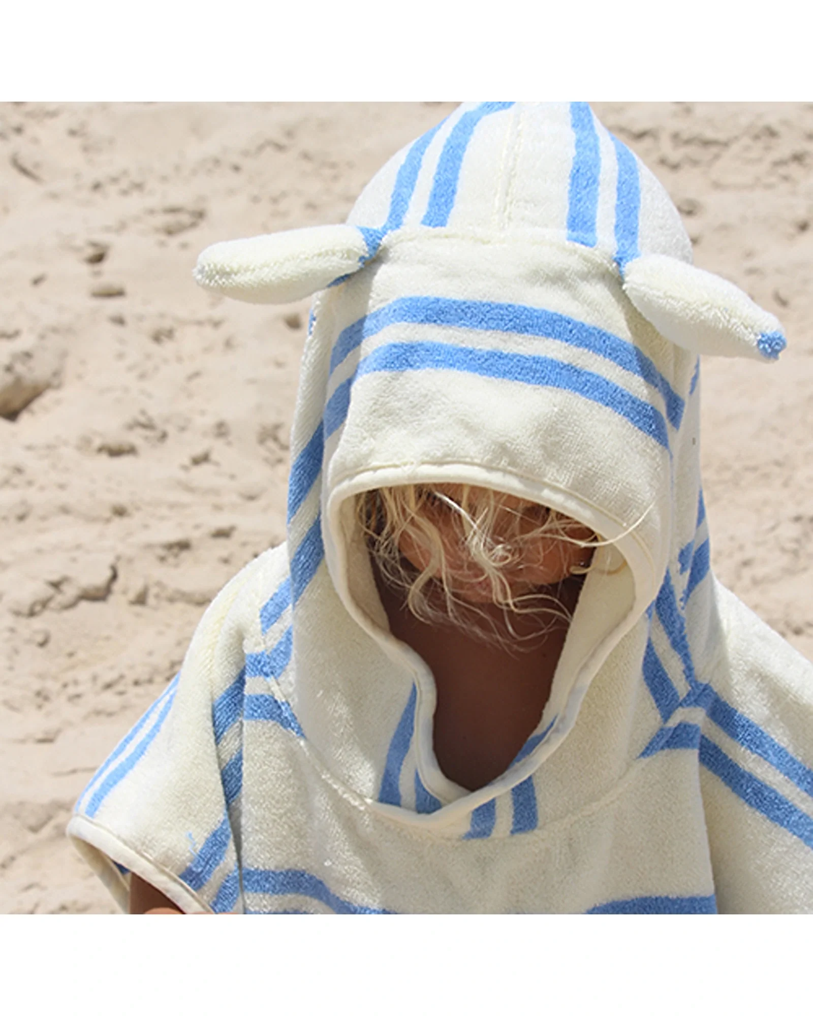 Sunnylife Kids Character Hooded Towel Sammy the Seagull Blue Stripe - Image 6