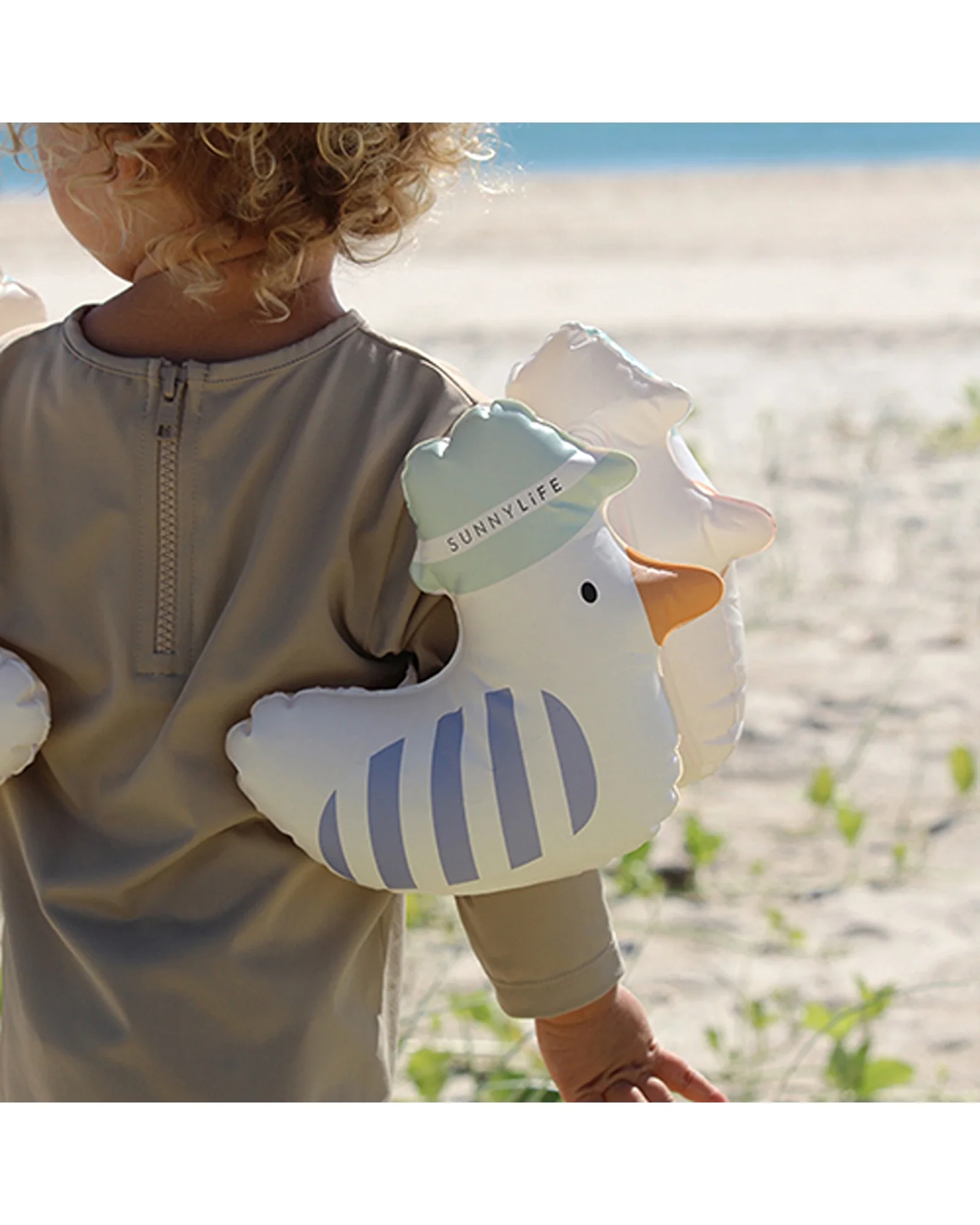 Sunnylife Kids Inflatable Arm Bands Sammy the Seagull Blue Stripe - Image 4