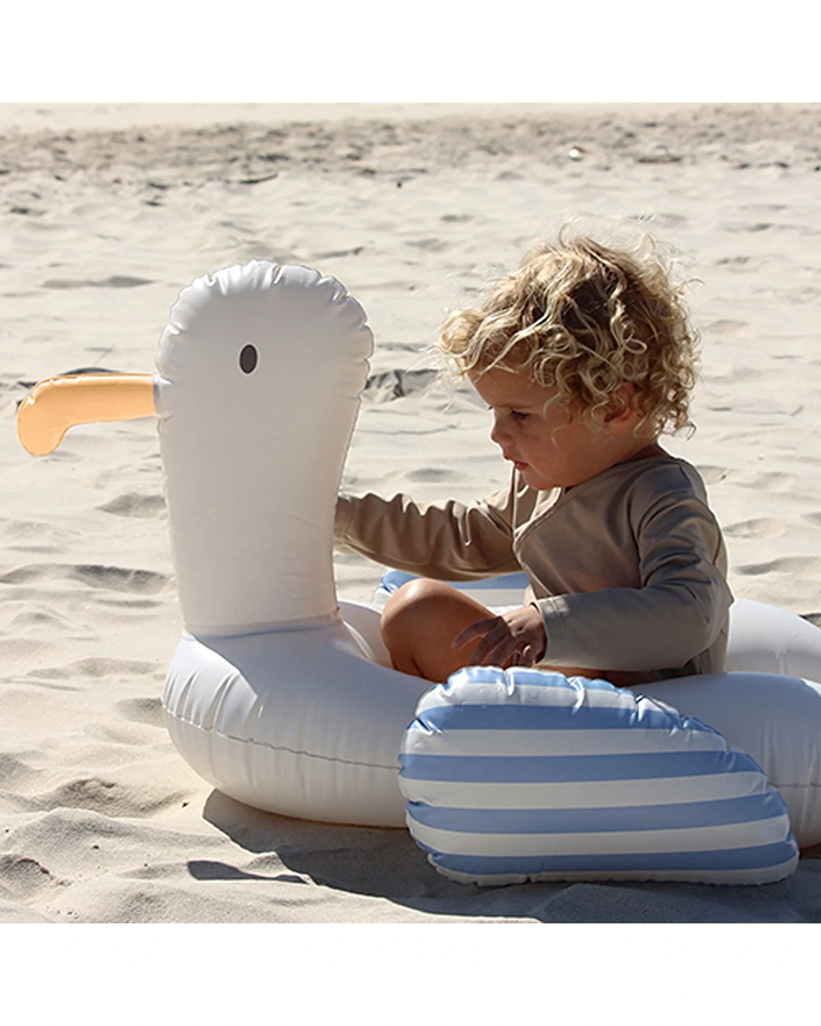 Sunnylife Kids Tube Pool Ring Sammy the Seagull Blue Stripe - Image 7