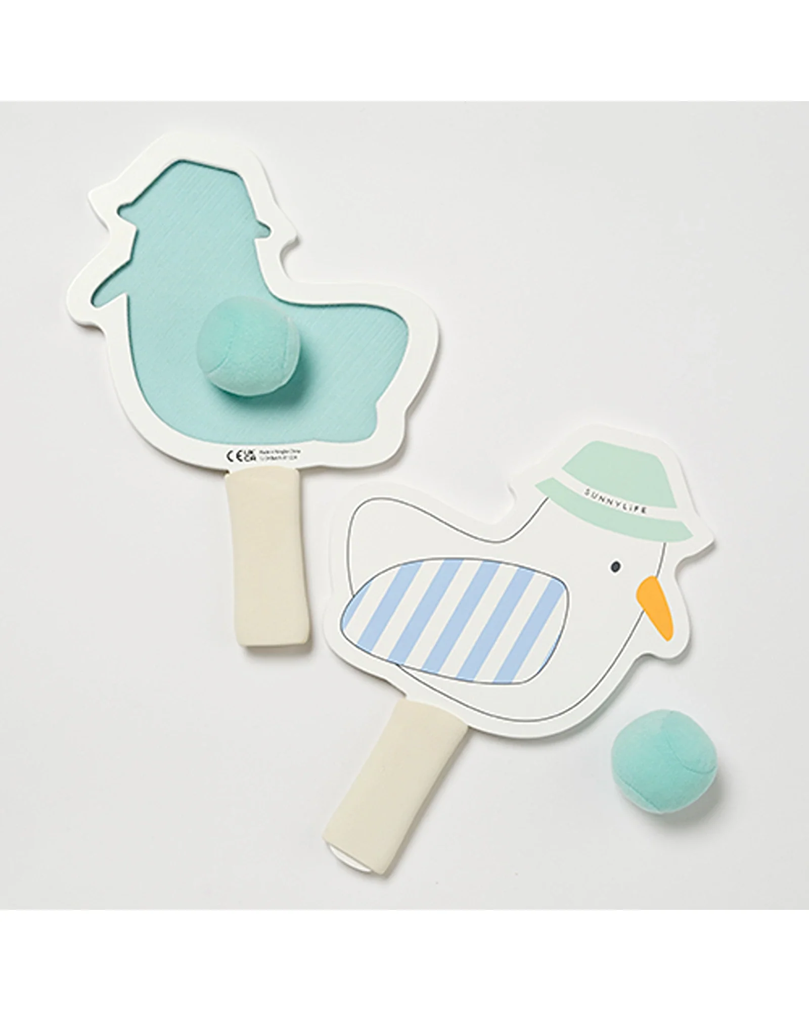 Sunnylife Kids Velcro Beach Bats Sammy the Seagull Blue Stripe - Image 2
