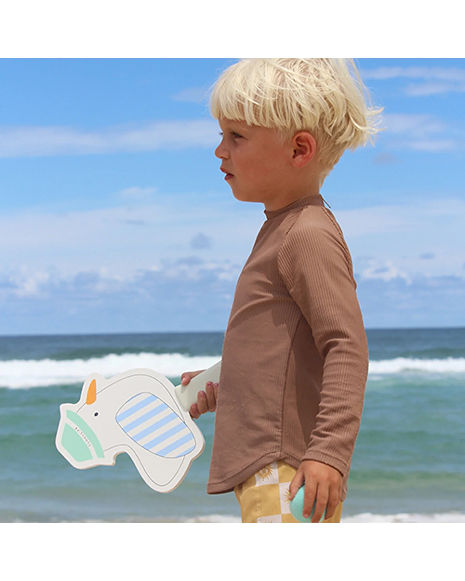 Sunnylife Kids Velcro Beach Bats Sammy the Seagull Blue Stripe - Image 5