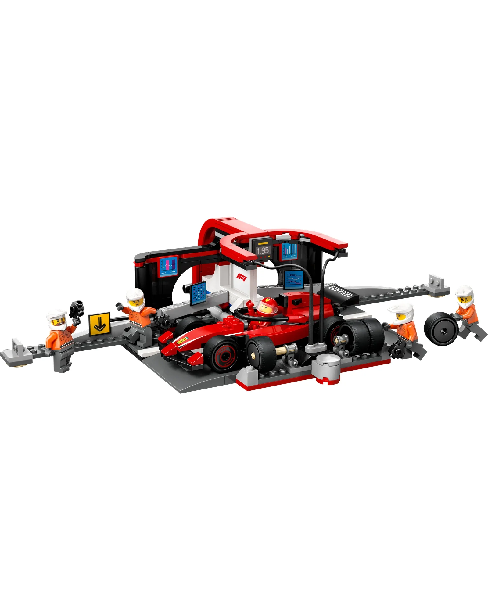 60443 F1 Pit Stop & Pit Crew with Ferrari Car - Image 2