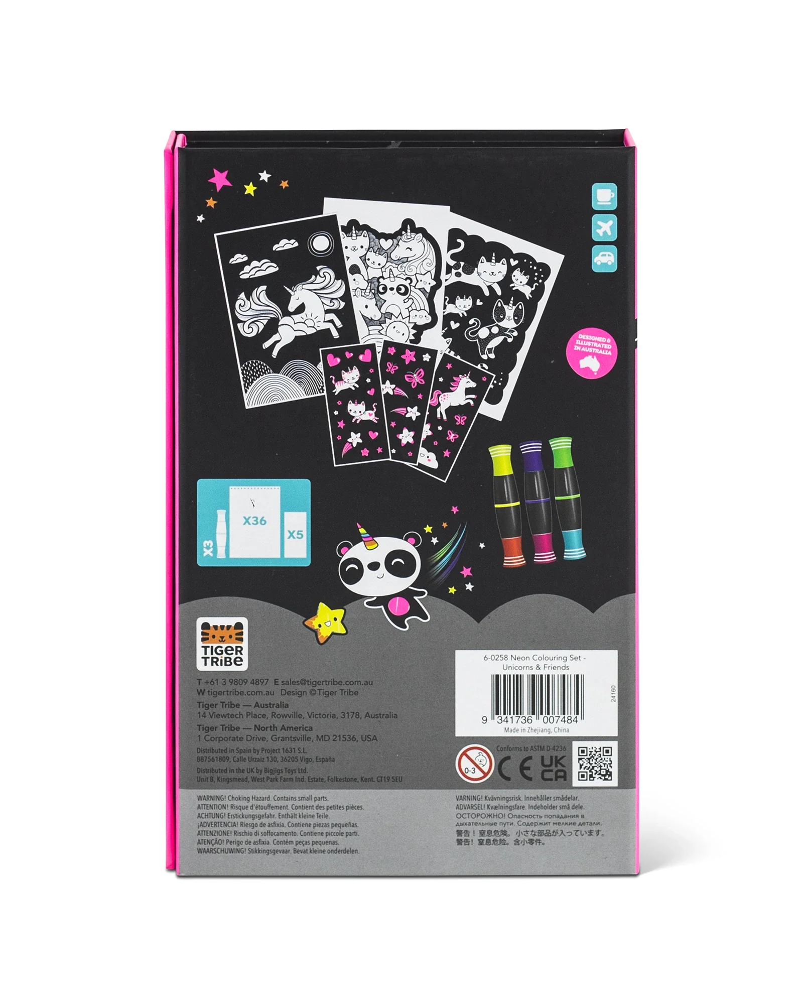 Tiger Tribe Colouring Set Neon Unicorn Friends - Image 3