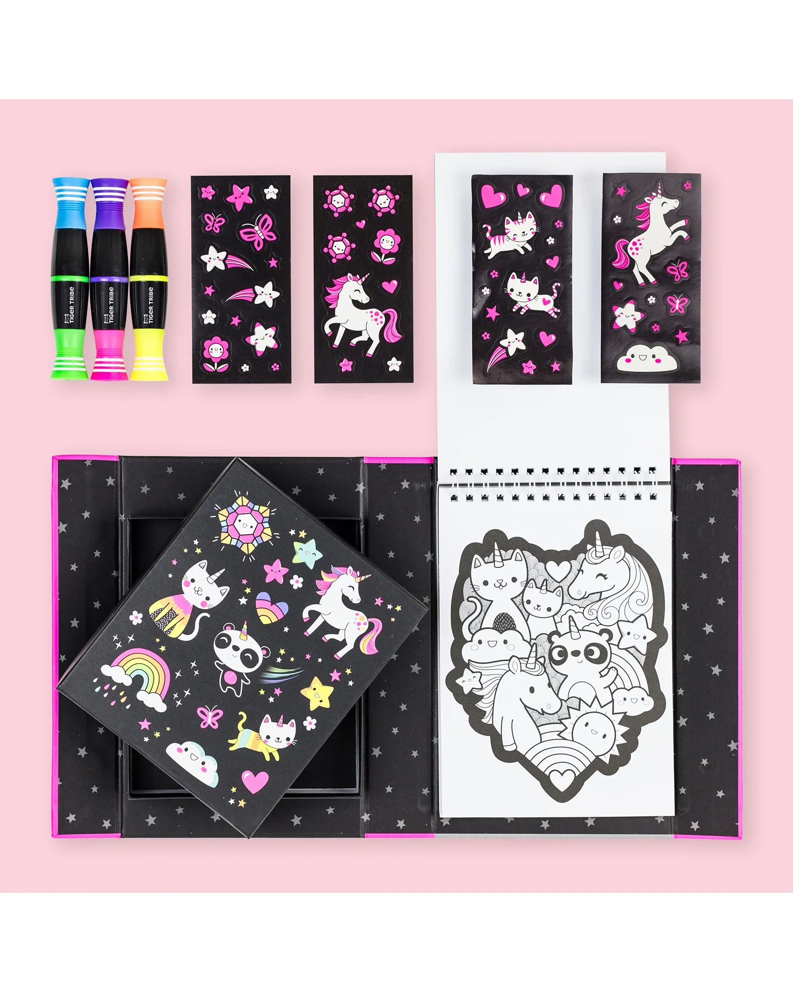 Tiger Tribe Colouring Set Neon Unicorn Friends - Image 5
