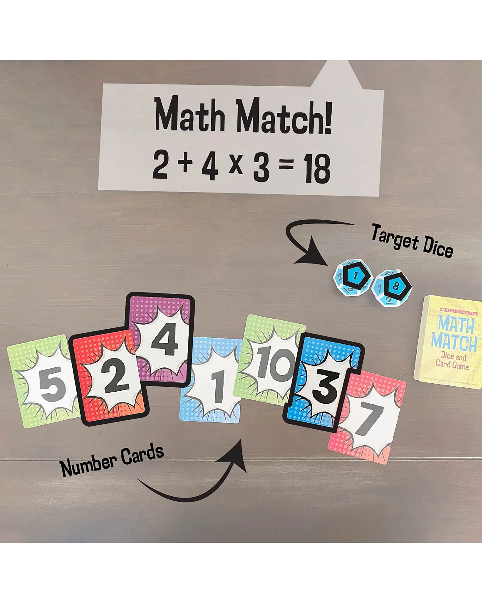 Tinned Game Scholastic Math Match Dice and Card Game - Image 8