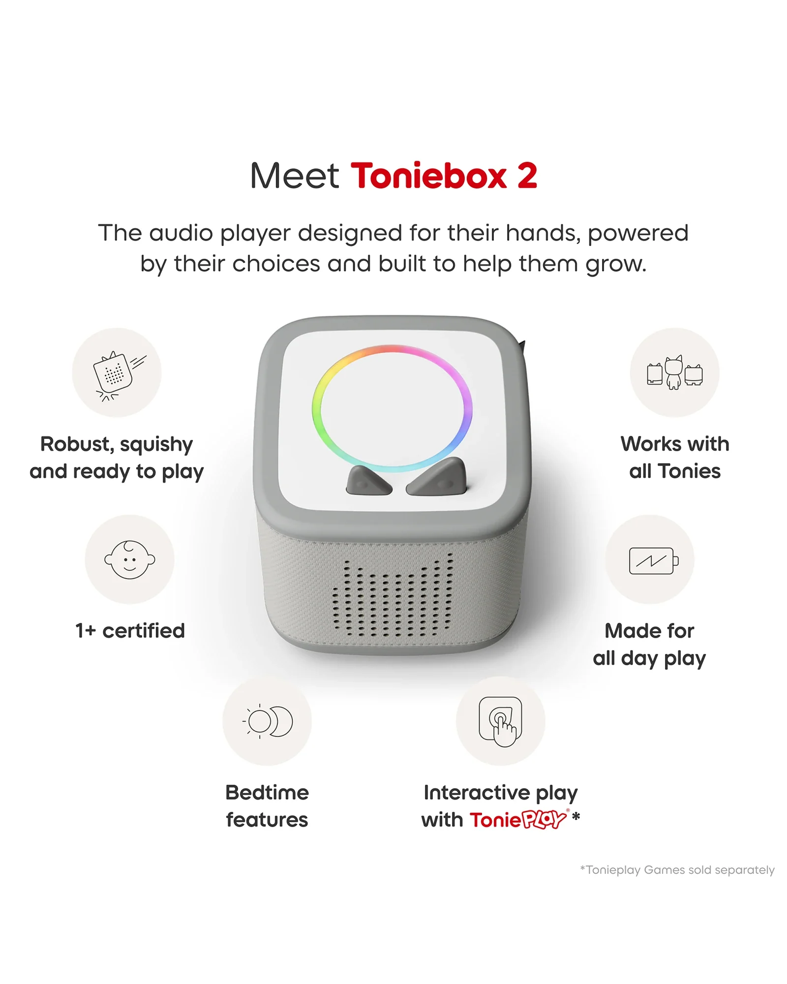 Tonies Toniebox 2 Starter Set with Creative Tonie Rubie - Moon Grey - Image 4