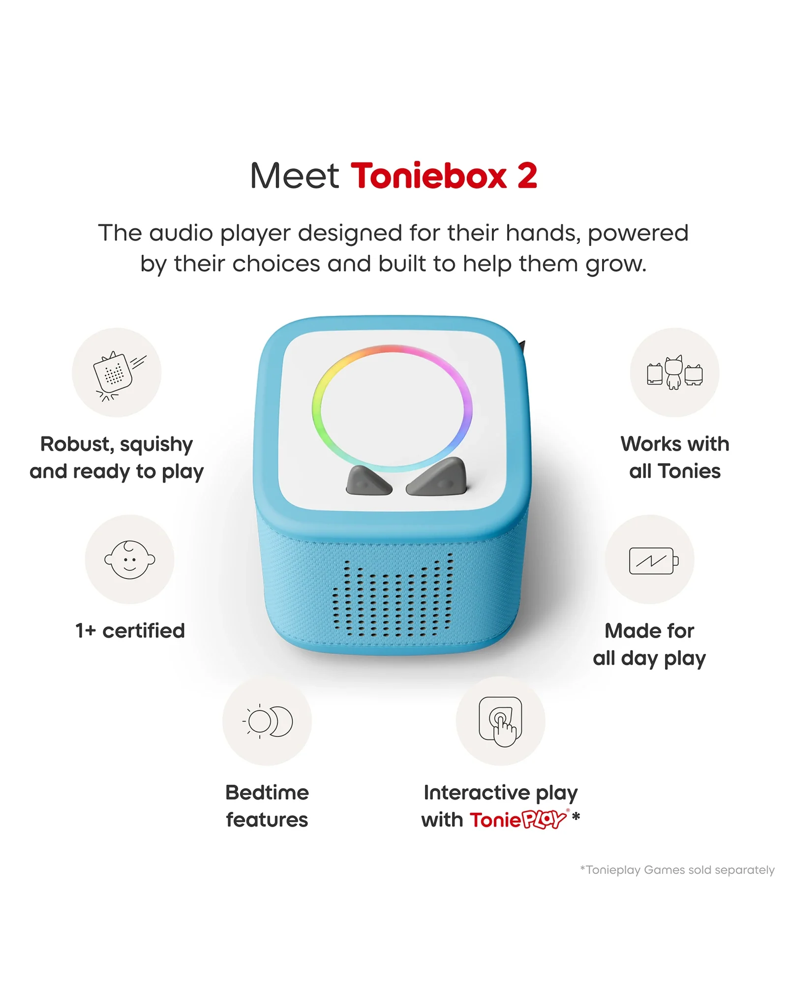 Tonies Toniebox 2 Starter Set with Creative Tonie Rubie - Sky Blue - Image 4