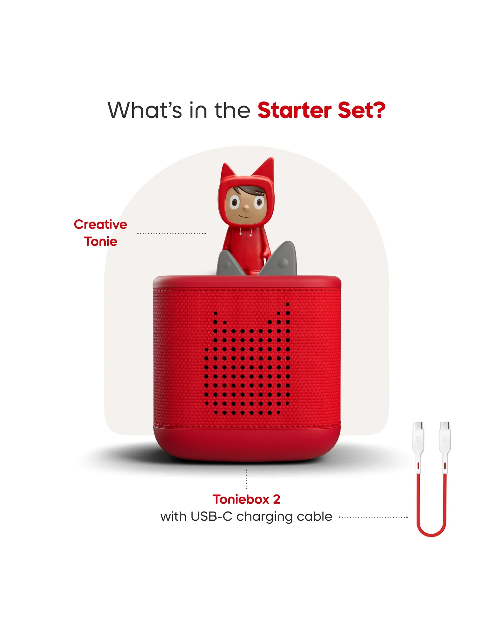 Tonies Toniebox 2 Starter Set with Creative Tonie Rubie - Sunset Red - Image 3