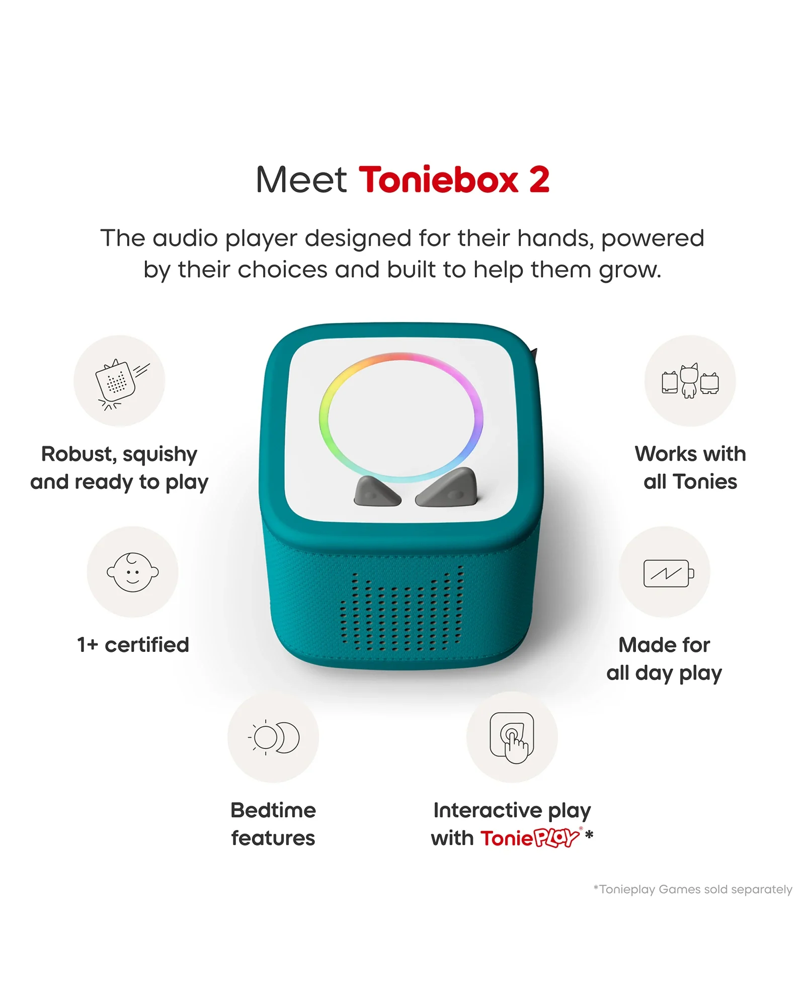 Tonies Toniebox 2 Starter Set with Creative Tonie Rubie - Tropical Teal - Image 4