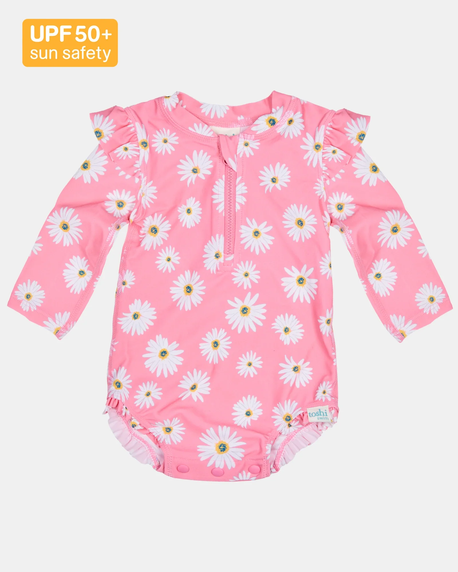 Toshi Swim Onesie L/S Ripple - Daisy Watermelon 0